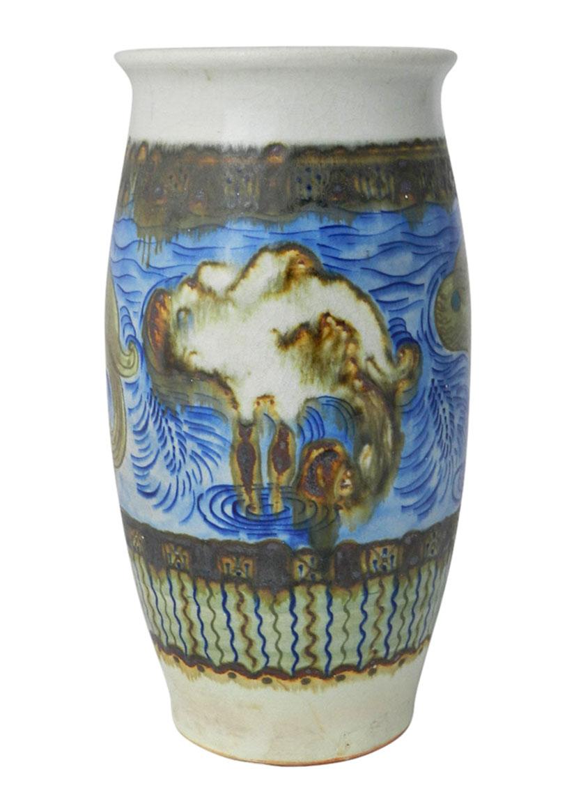 Français Vase Primavera, poterie d'art d'atelier Art déco