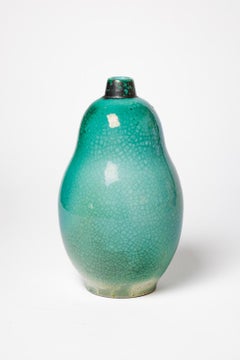 Vase en céramique art déco blanc et vert Primavera circa 1940 design