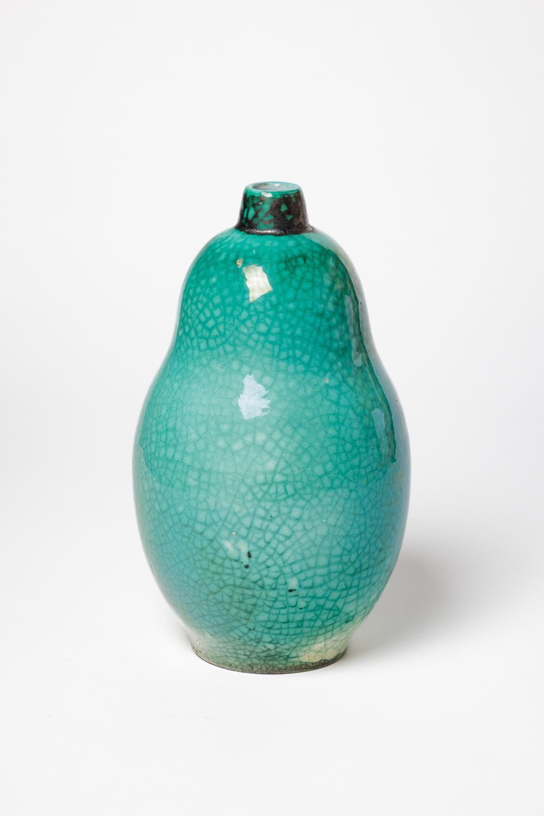 Primavera weiß und grün art deco keramik vase um 1940 design (Art déco) im Angebot