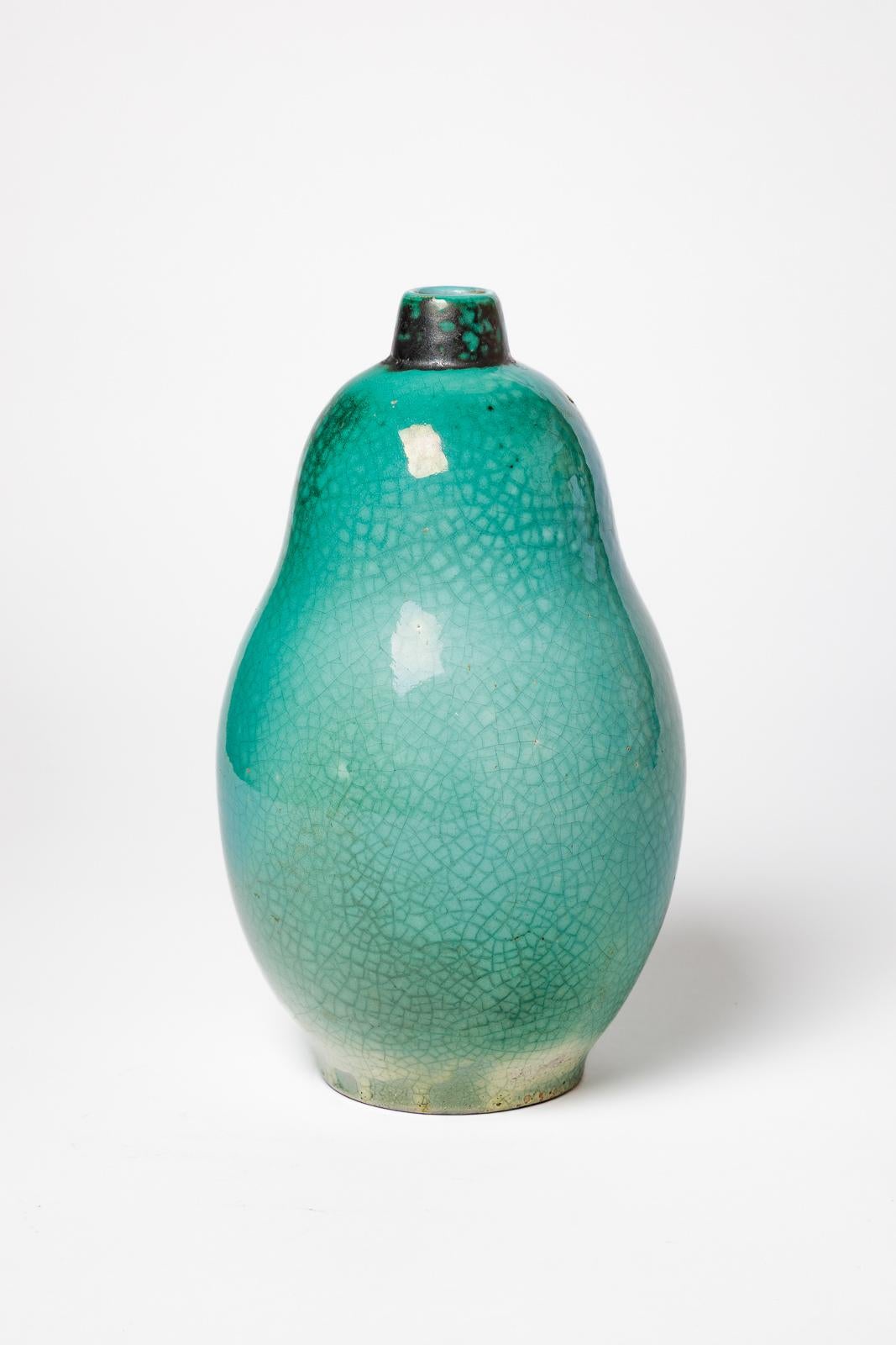 Primavera weiß und grün art deco keramik vase um 1940 design (Keramik) im Angebot