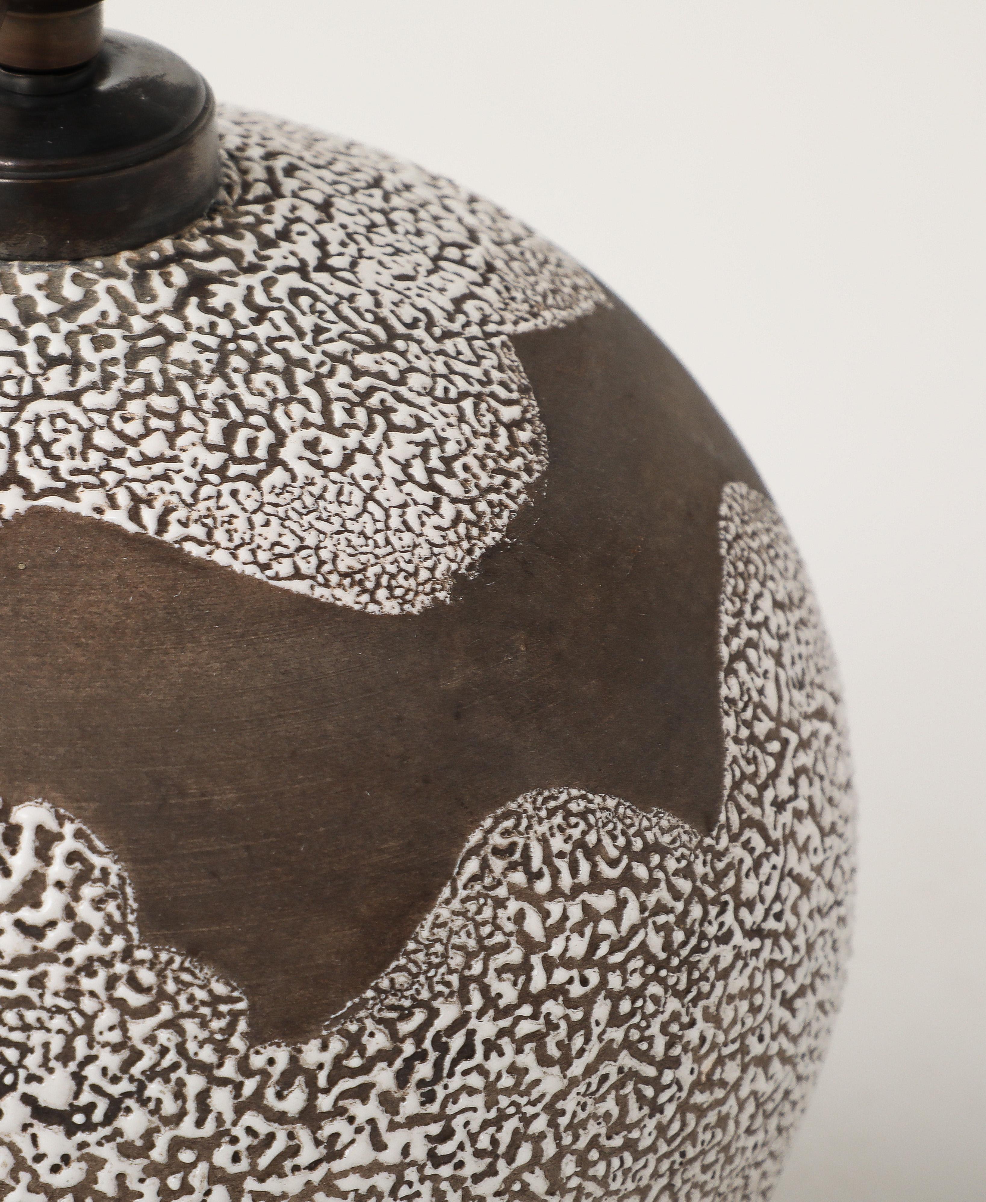 White & Brown Lamp Undulating Multi-textured Design, France, c. 1935 7