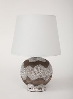 White & Brown Lamp Undulating Multi-textured Design, France, c. 1935