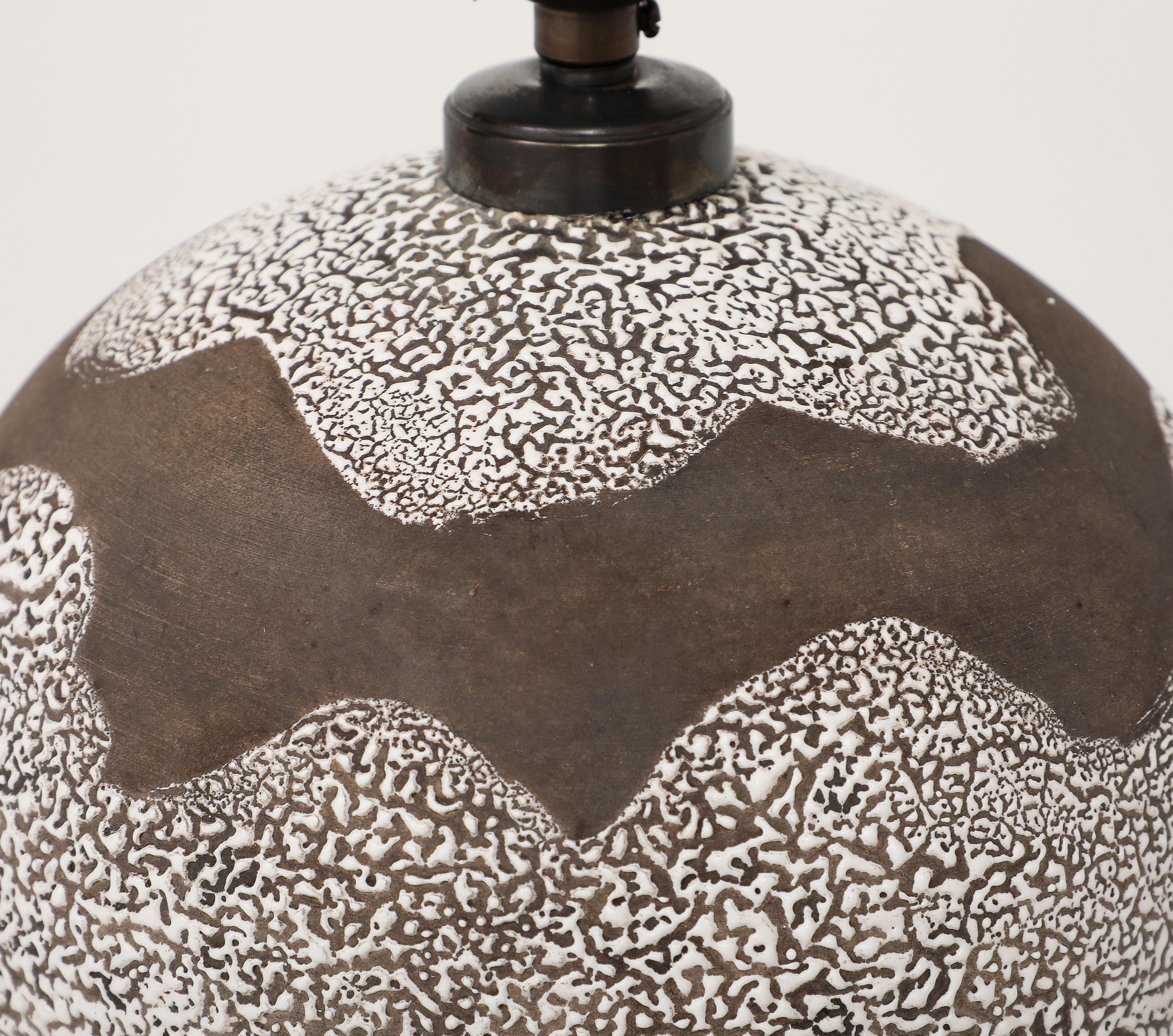 White & Brown Lamp Undulating Multi-textured Design, France, c. 1935 2