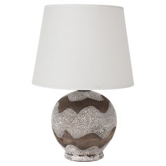 Lampe Primavera White & Brown Undulating Multi-textured Design, France, c.1935