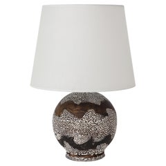 Lampe Primavera White & Brown Undulating Multi-textured Design, France, c.1935