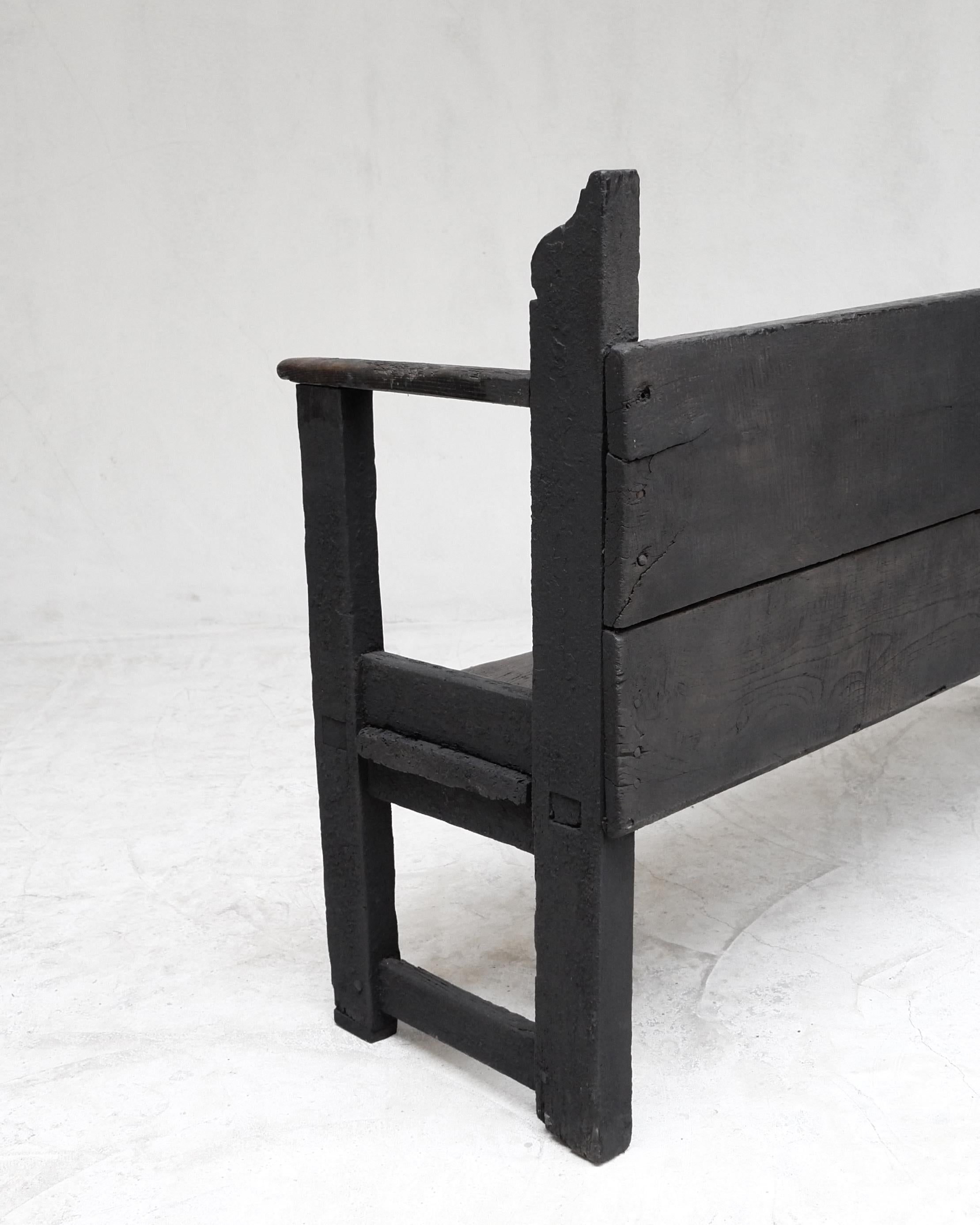 Primitive 17th C. Chestnut Monastery Bench from Galicia Wabi Sabi 3