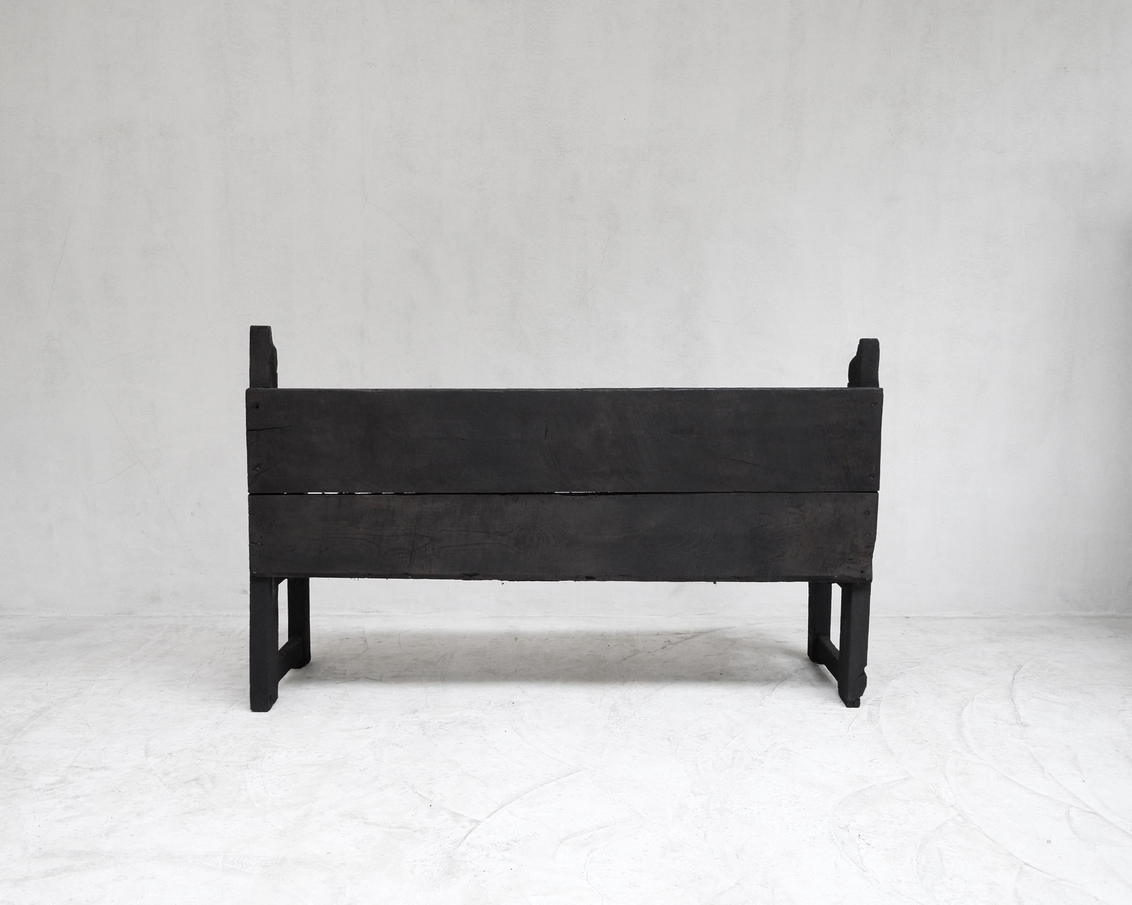 Primitive 17th C. Chestnut Monastery Bench from Galicia Wabi Sabi 4