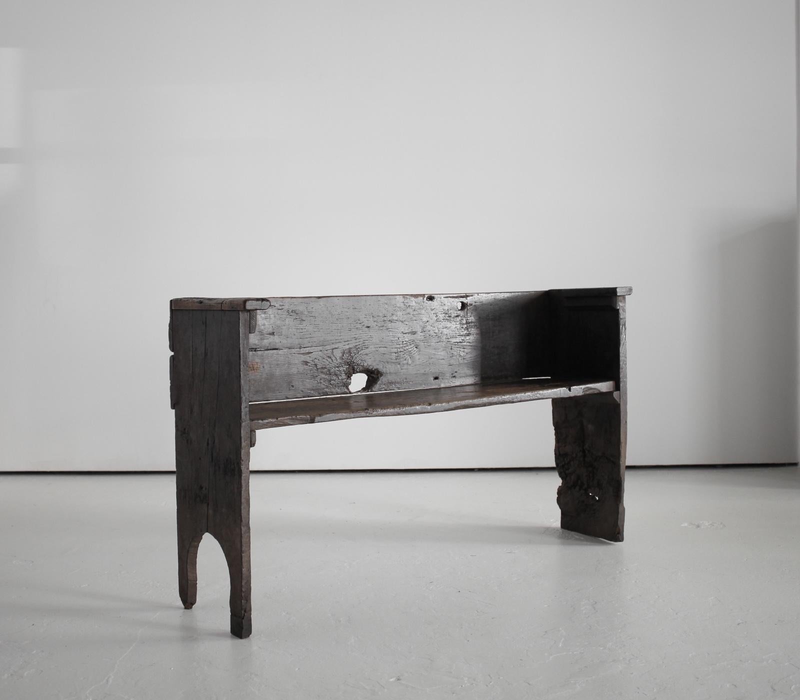 A super rare late 17th C. Bench from Galicia.

Primitive yet solid construction with a very contemporary form.

Beautiful texture with 300 years of patination.

Spain C.1690