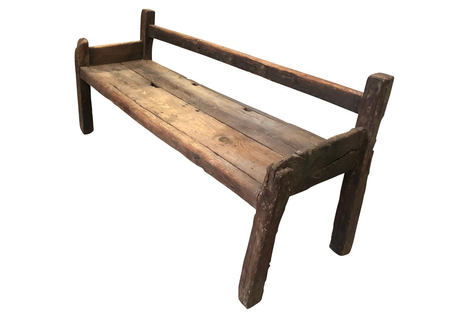 18th Century and Earlier Primitive 17th Century Spanish Bench