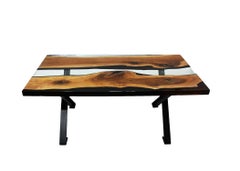 Primitive 180 Epoxy Resin Dining Table with Black X-Legs