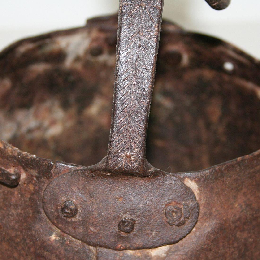 Primitive 18th Century Hand-Forged Iron Cooking Pot 6