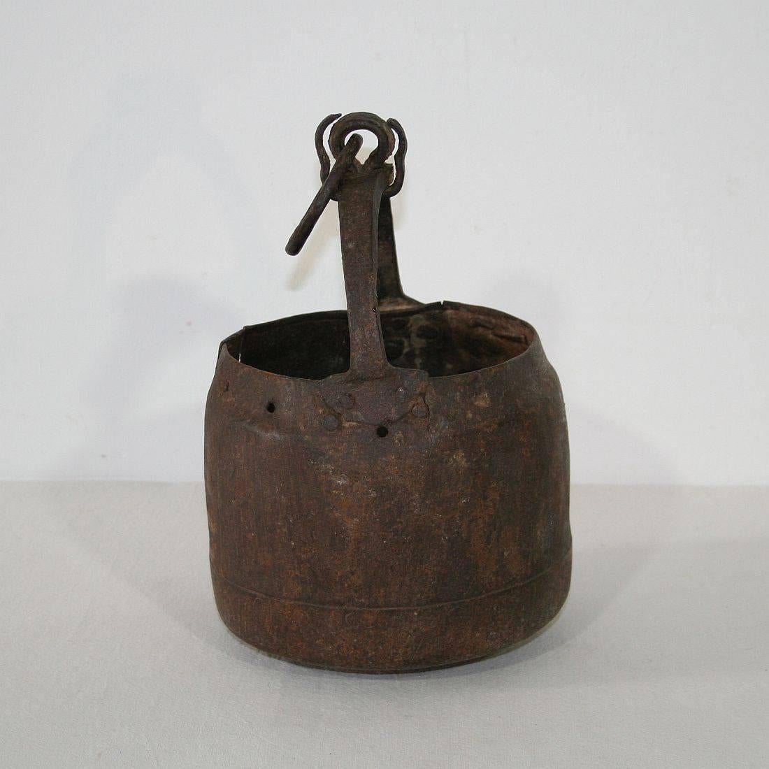 Folk Art Primitive 18th Century Hand-Forged Iron Cooking Pot