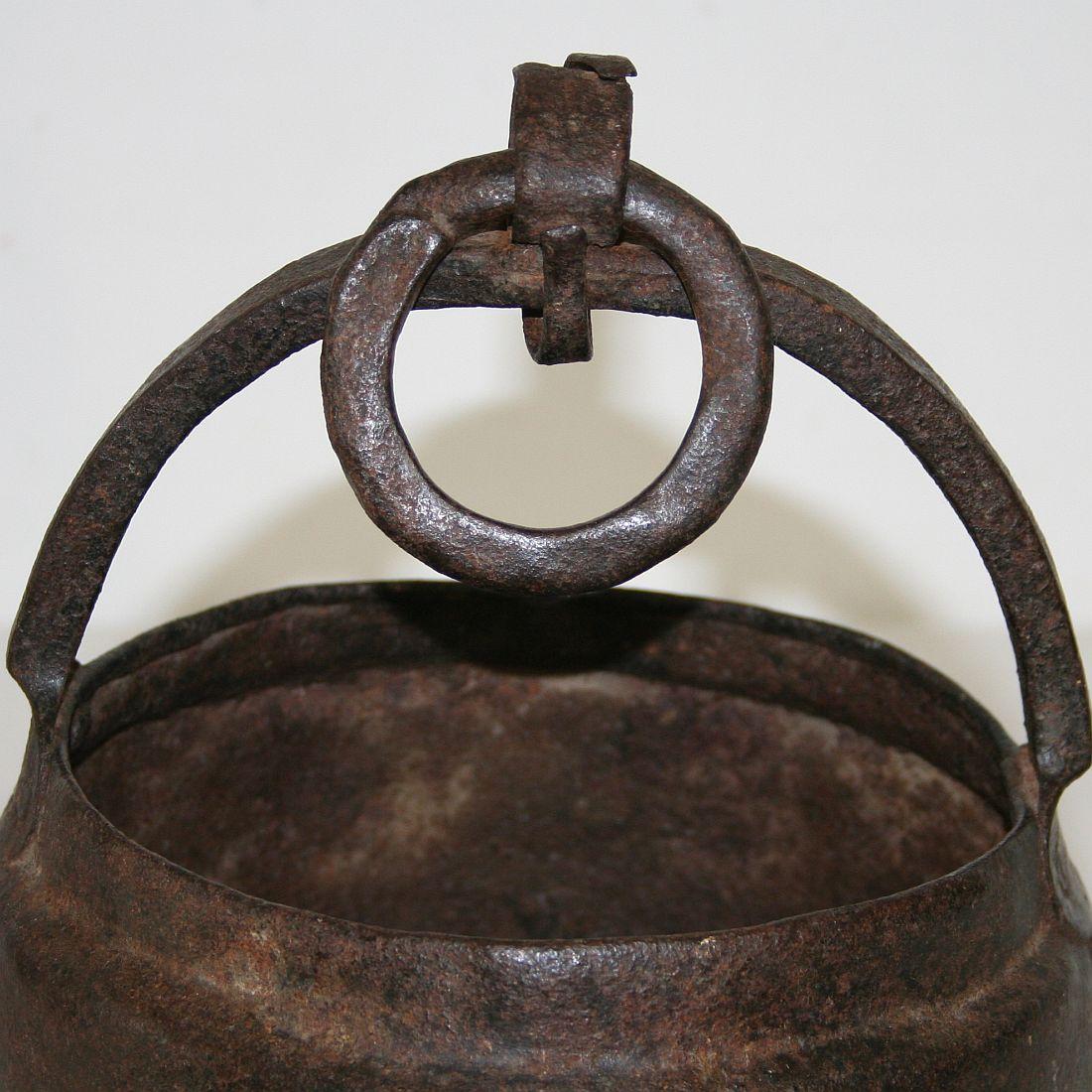 Primitive 18th Century Hand Forged Iron Cooking Pot 2