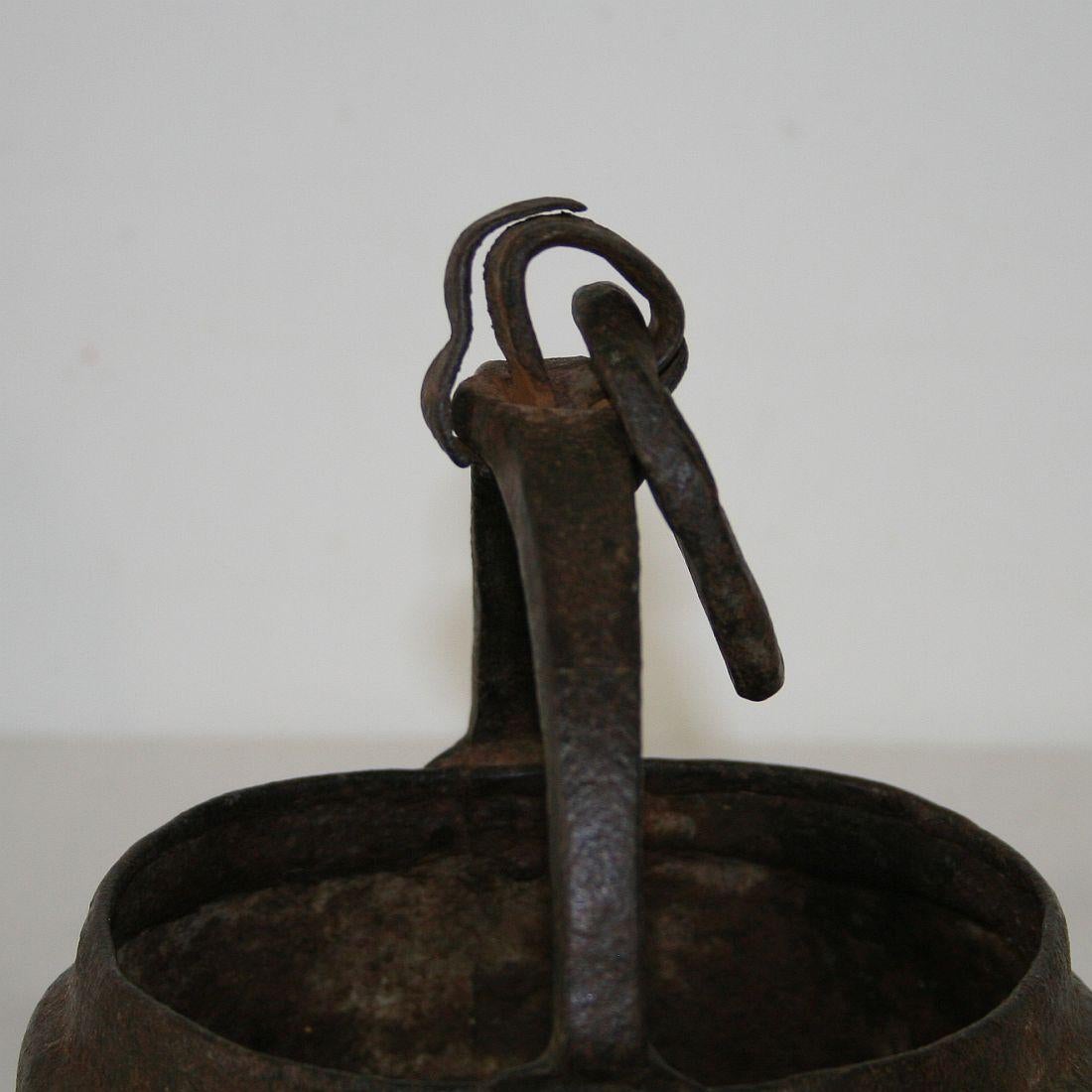 Primitive 18th Century Hand Forged Iron Cooking Pot 3