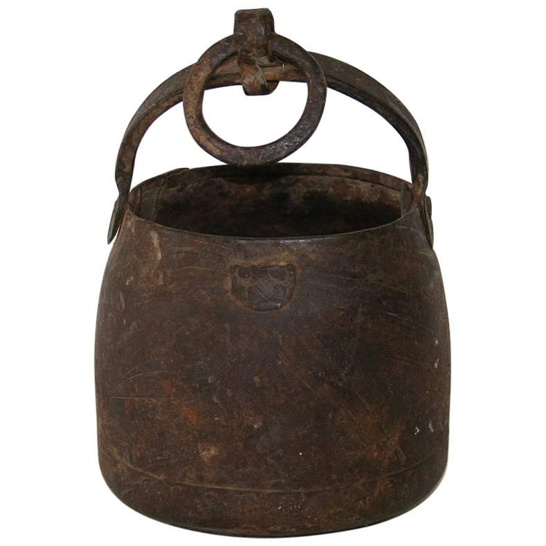 Primitive 18th Century Hand-Forged Iron Cooking Pot