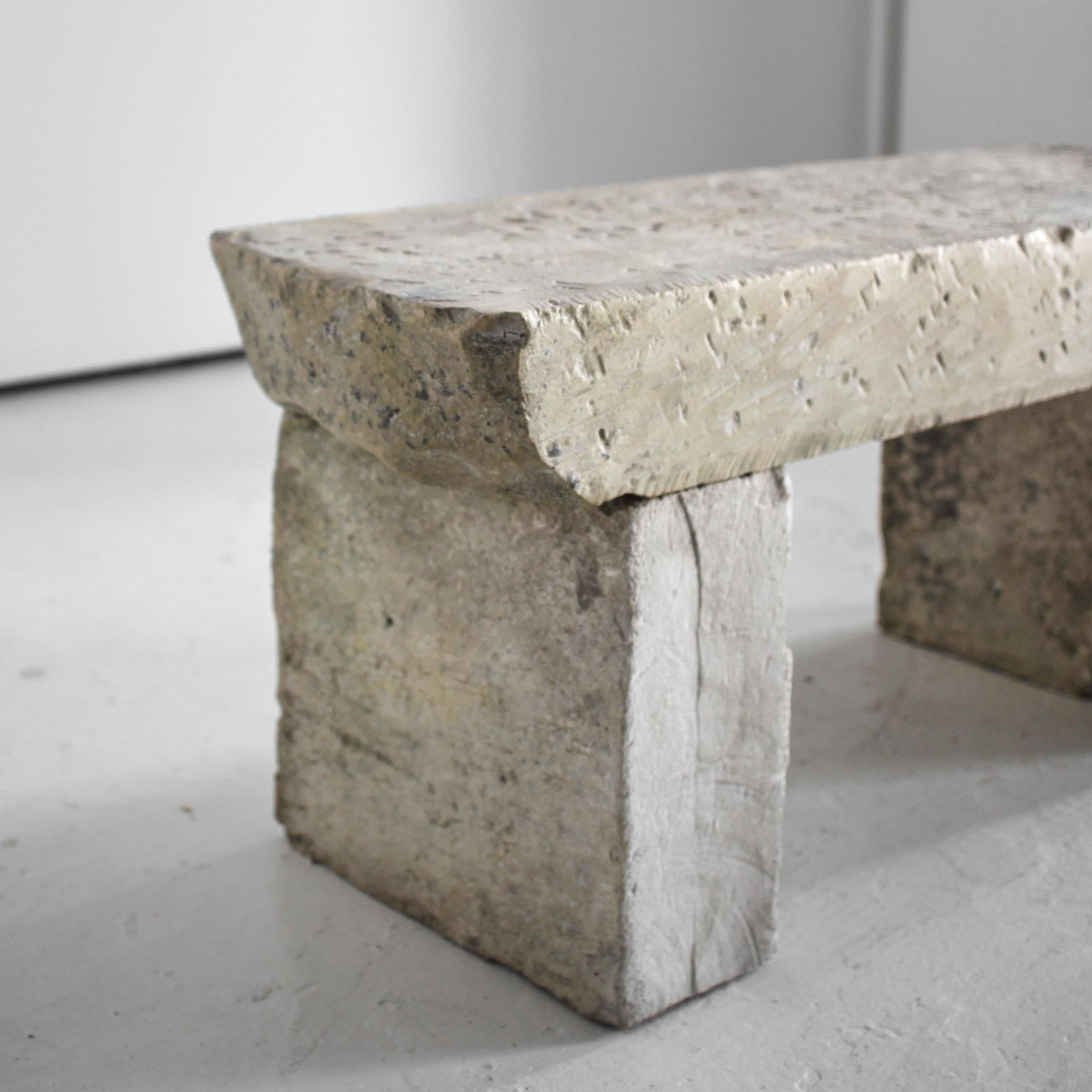 Primitive 19Th C. Carved Stone Bennch (2) Wabi Sabi For Sale 2