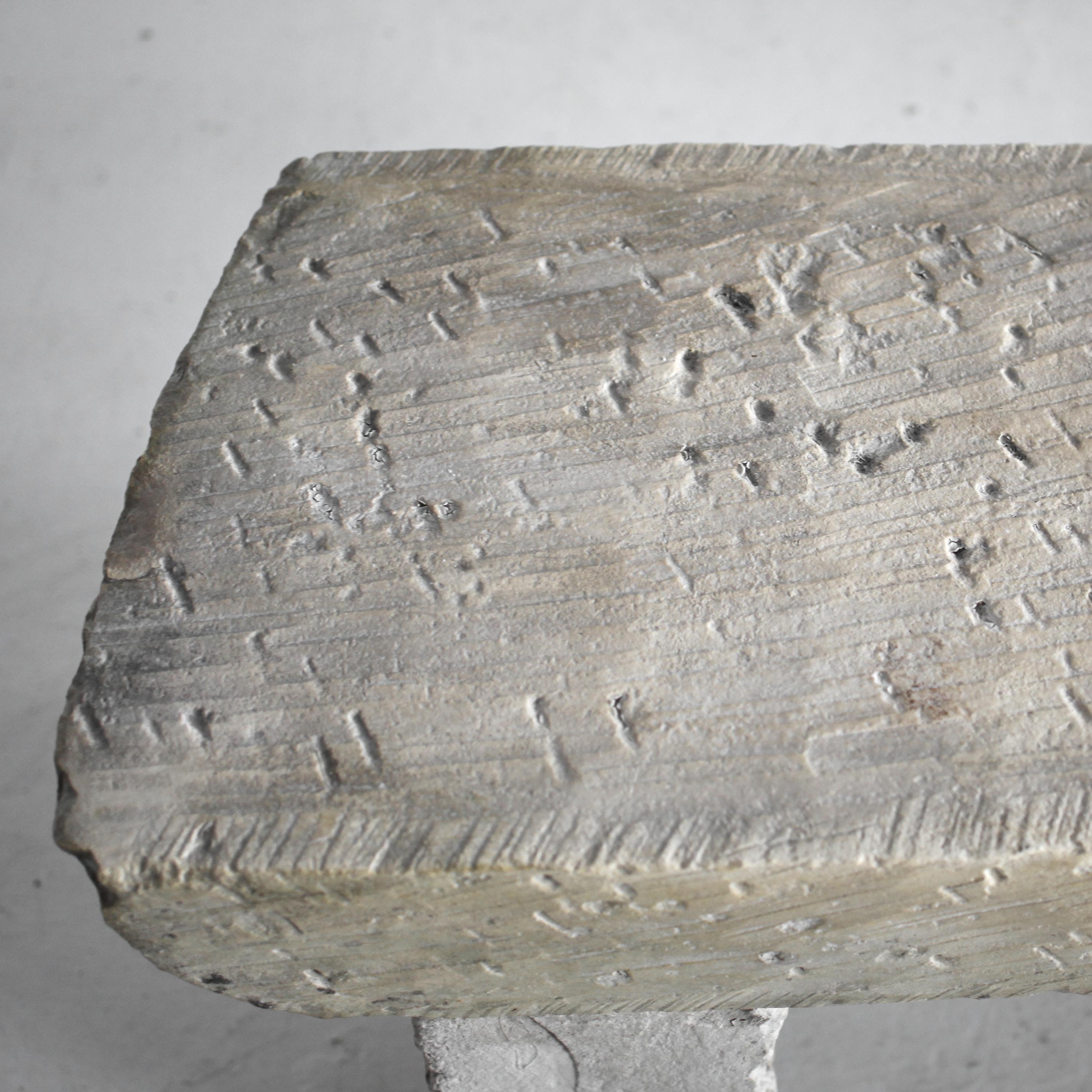 Primitive 19Th C. Carved Stone Bennch (2) Wabi Sabi For Sale 4