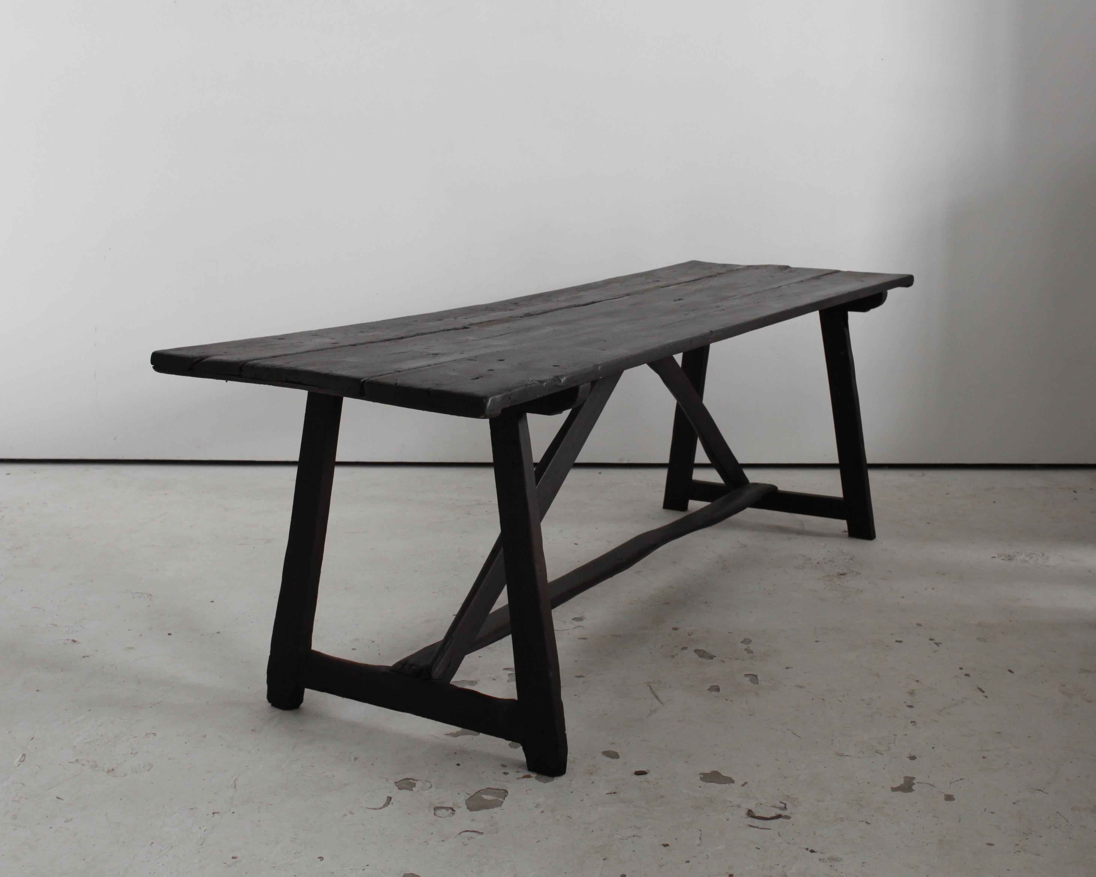 Wood Primitive 19Th C. Catalan Dinning Table For Sale