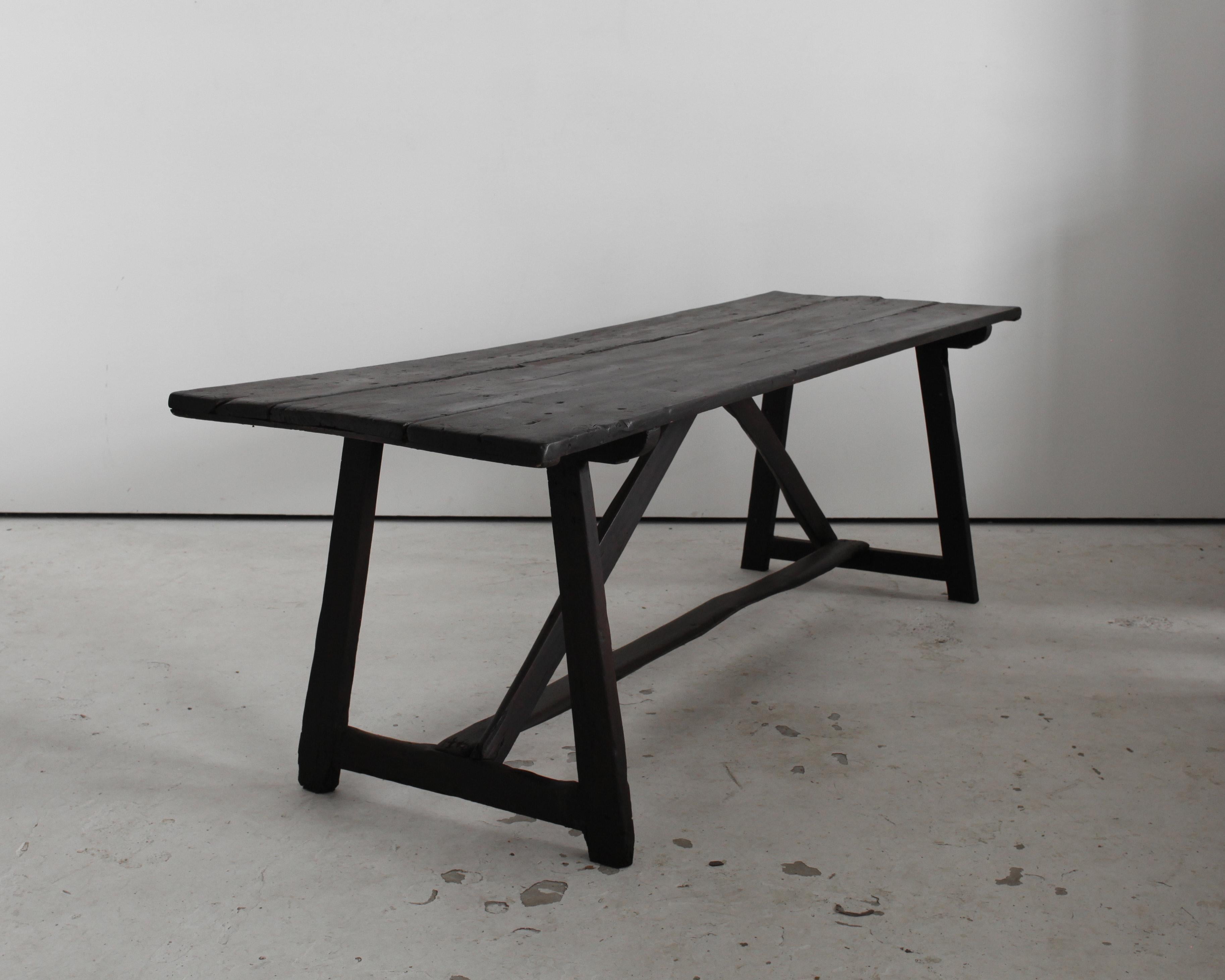 Wood Primitive 19Th C. Catalan Dinning Table