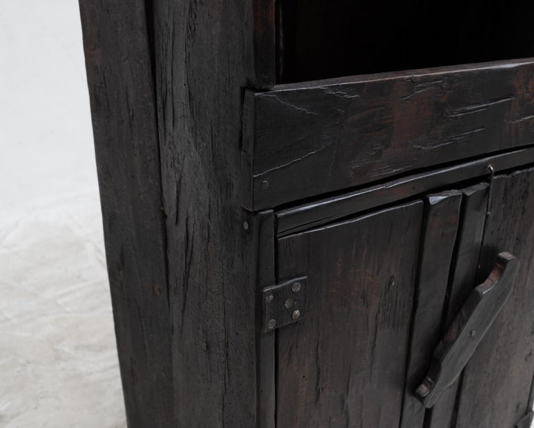 Primitive 19th C. “Hewn” Oak Shelving Unit For Sale at 1stDibs