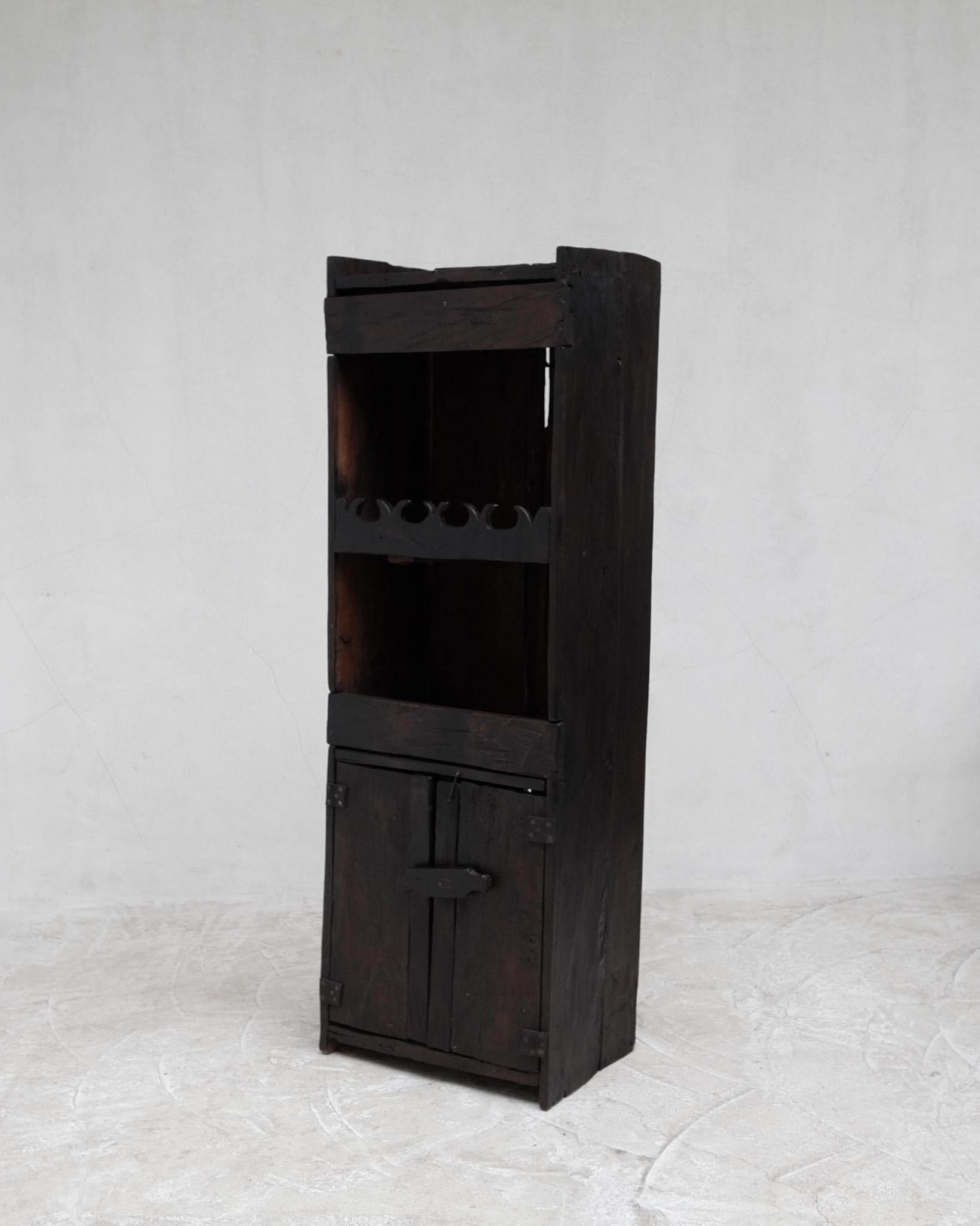 Primitive 19th C. “Hewn” Oak Shelving Unit In Good Condition For Sale In London, GB