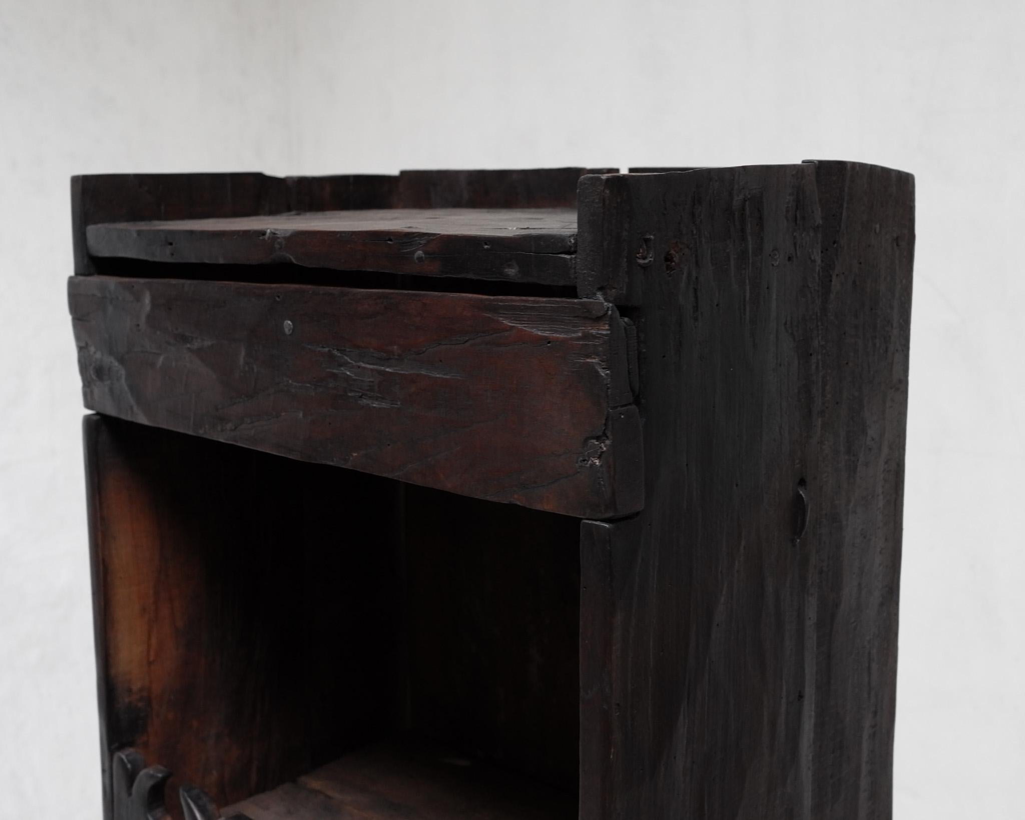 Mid-19th Century Primitive 19th C. “Hewn” Oak Shelving Unit For Sale