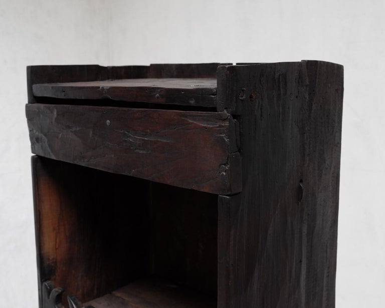 Primitive 19th C. “Hewn” Oak Shelving Unit For Sale at 1stDibs