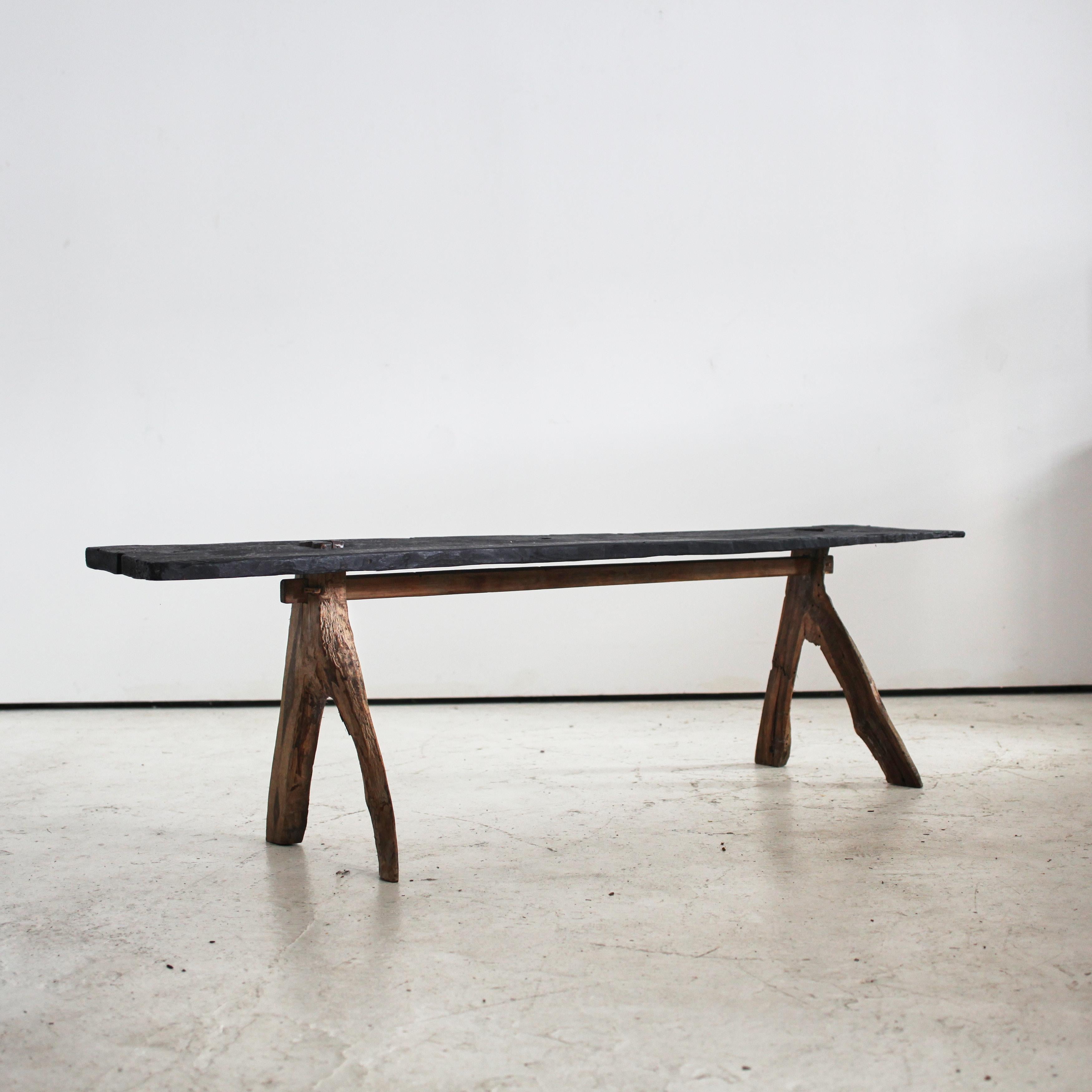 Primitive 19Th C. Japanese Long Bench Wabi Sabi In Good Condition In London, GB