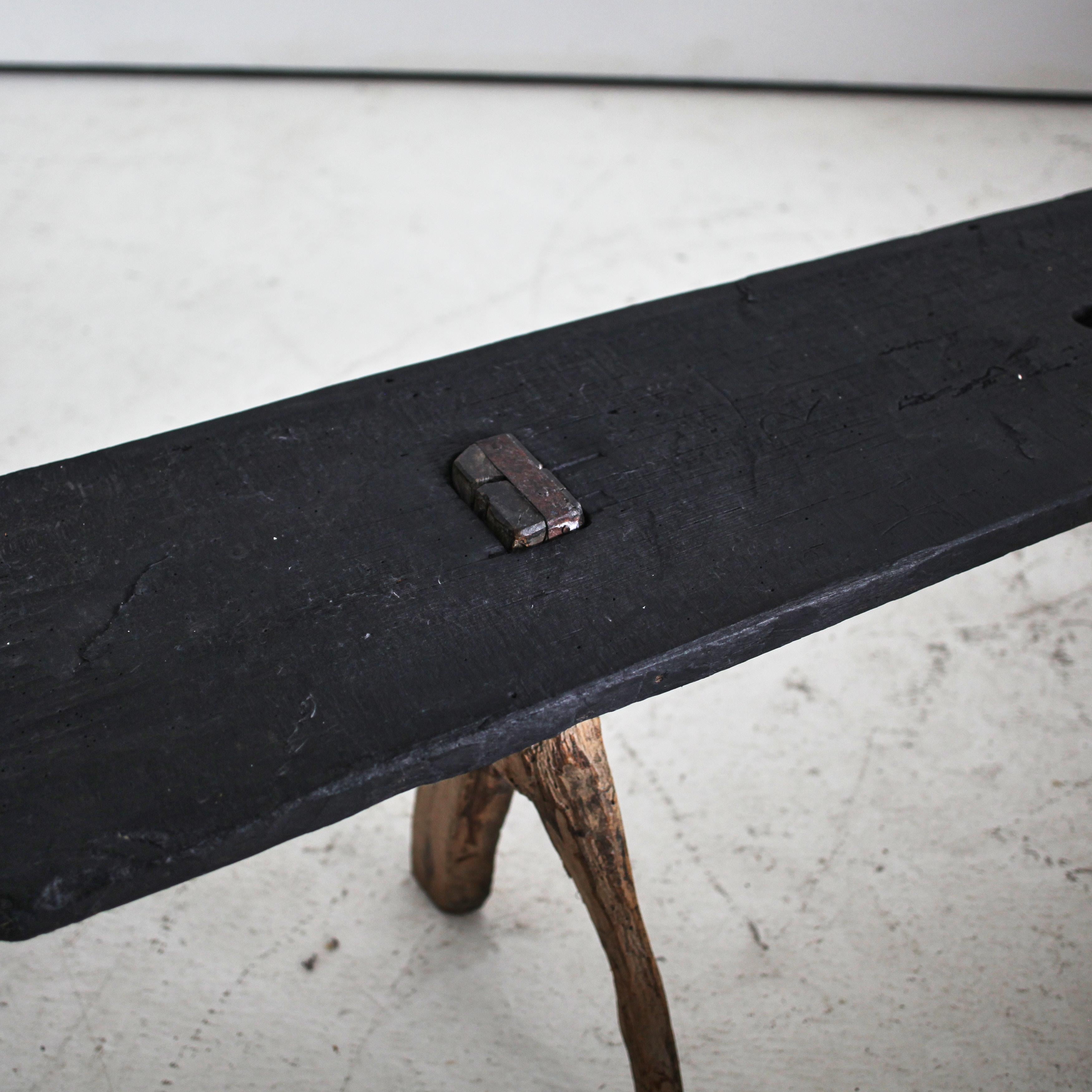 Beech Primitive 19Th C. Japanese Long Bench Wabi Sabi