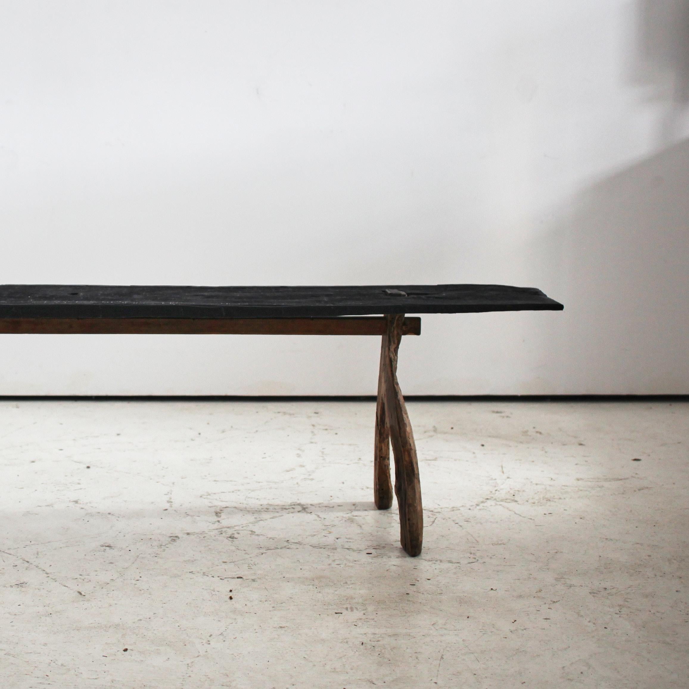 Primitive 19Th C. Japanese Long Bench Wabi Sabi 3