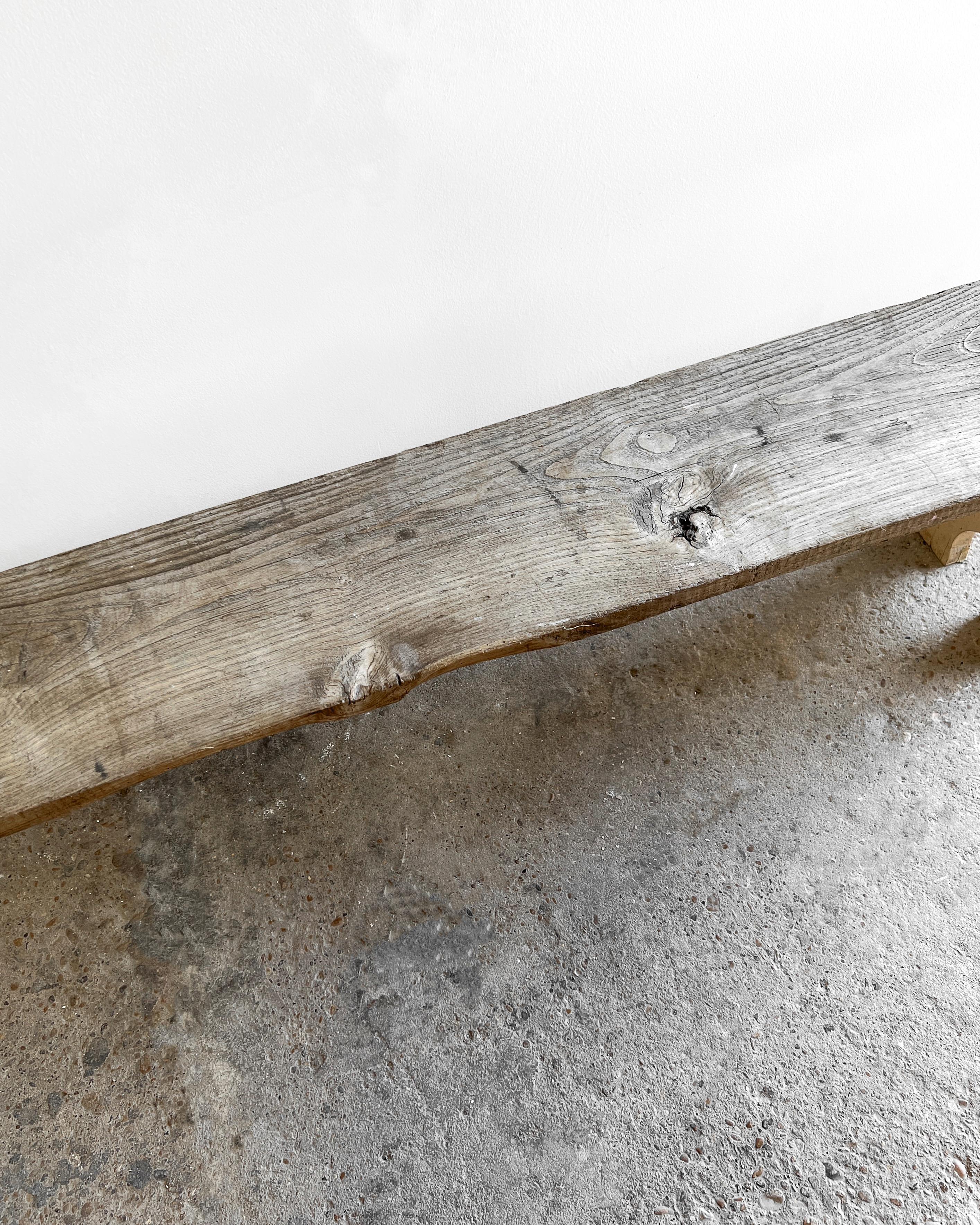 Primitive 19th Century English Bench with Painted Legs For Sale 2