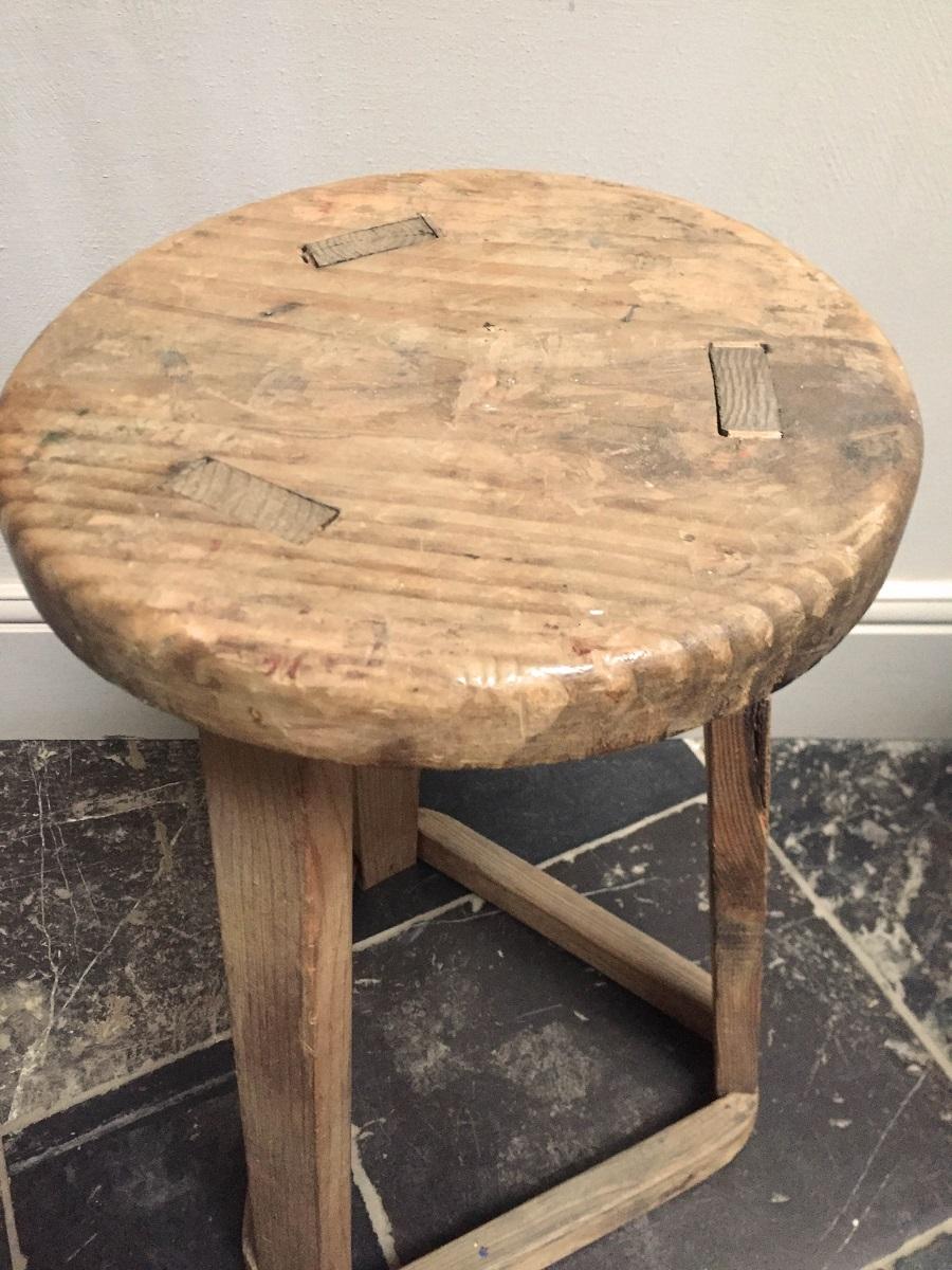 Primitive 19th Century French Stool 5