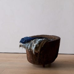 Primitive 19th Century Hewn Oak Butcher's Block