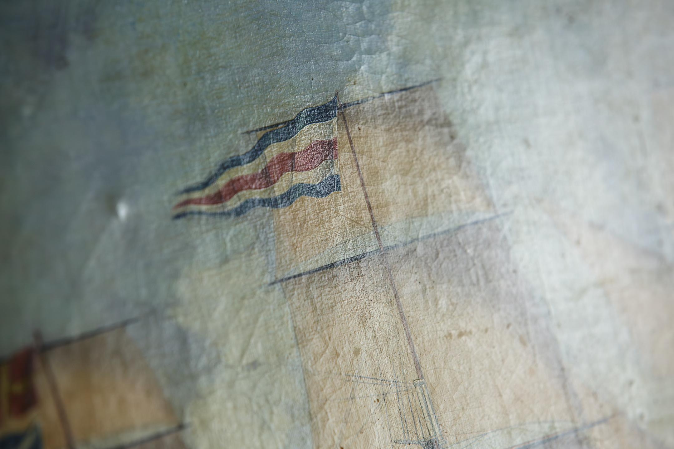 Primitive 19th Century Oil on Canvas of Merchant Ship Rowena of Liverpool 10