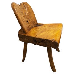 Antique Primitive 19th Century Solid Live Edge Maples Chair