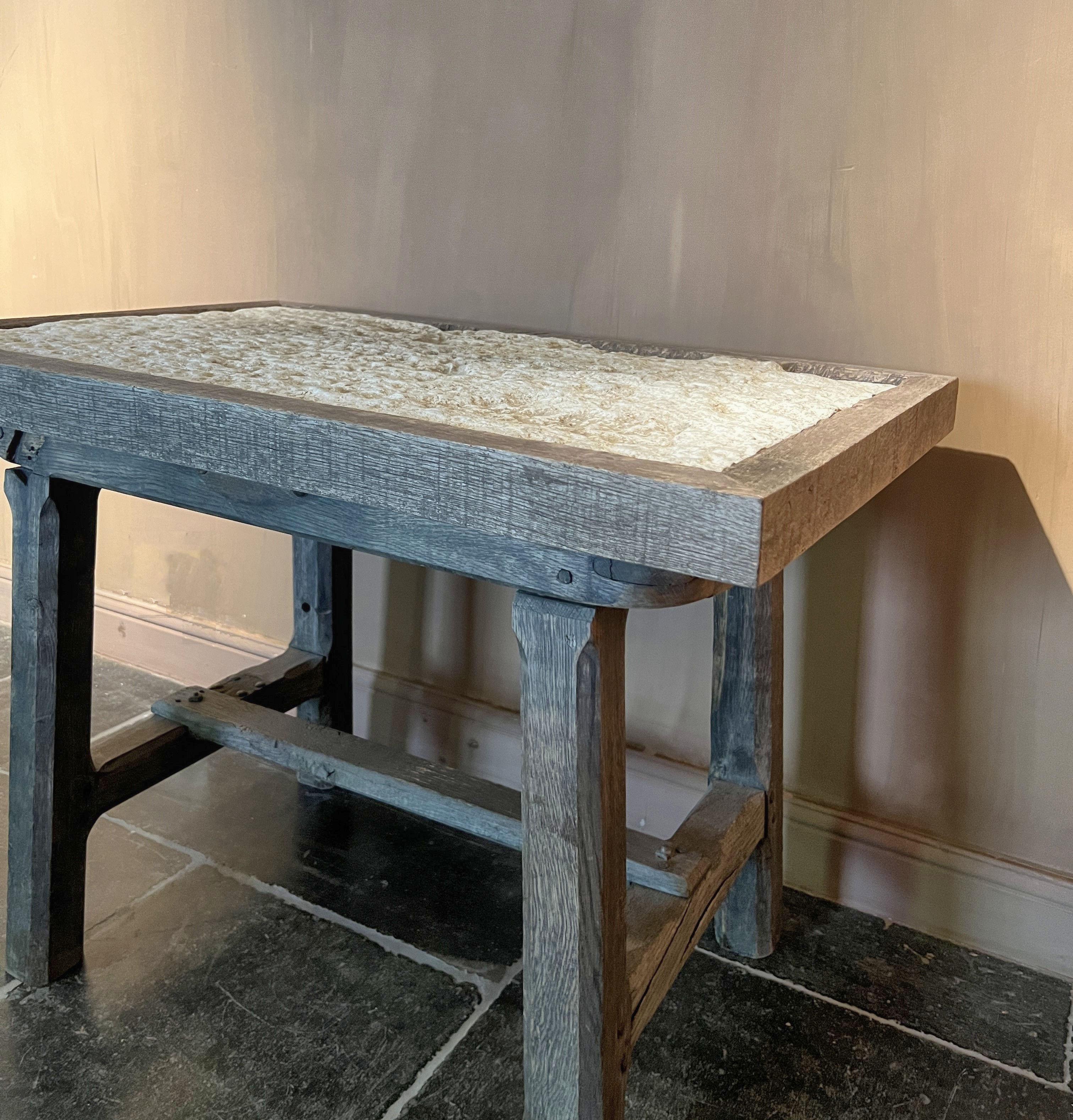Primitive 19th century stone and wood side table For Sale 2