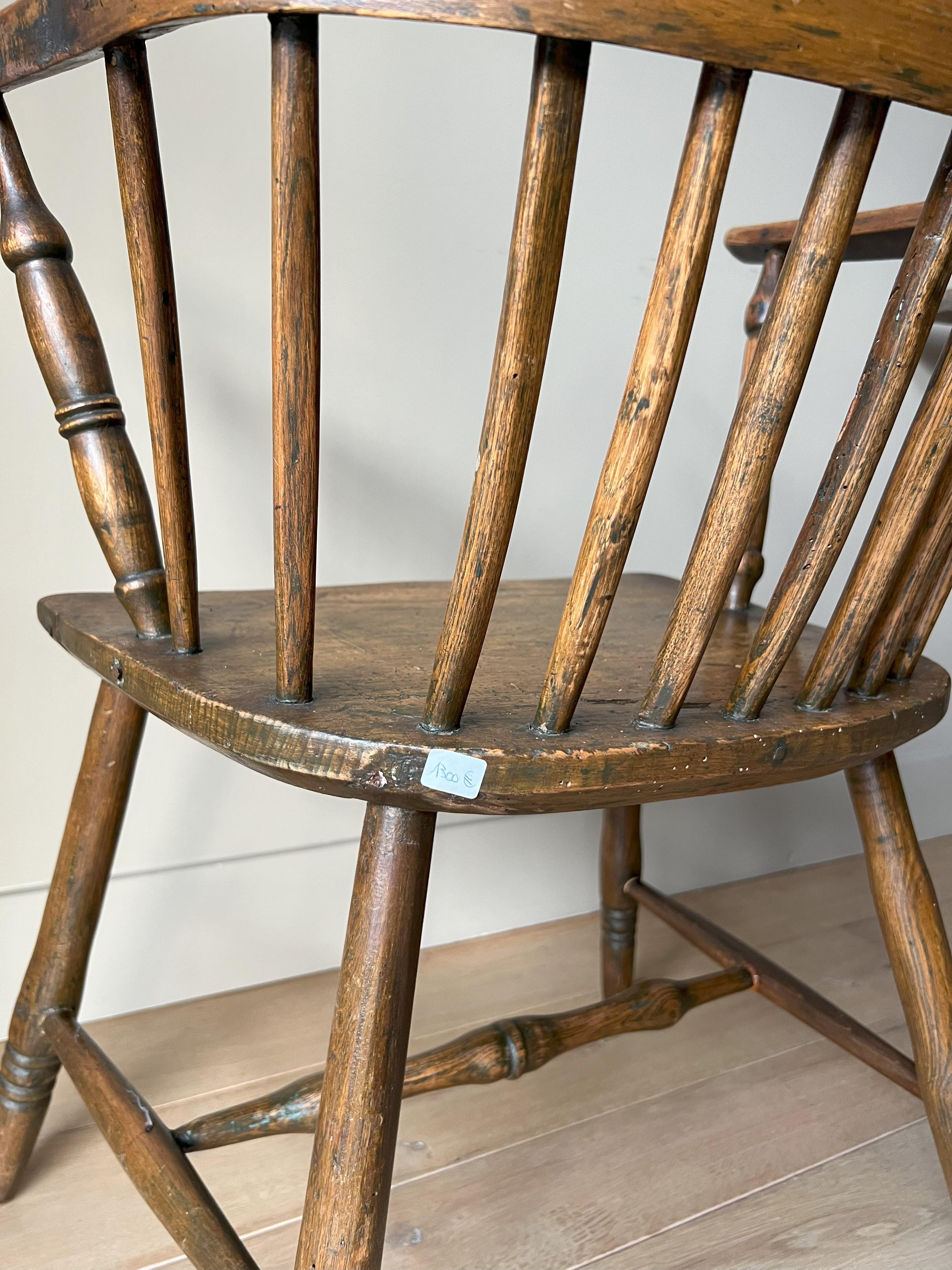 Ash Primitive 19th century Windsor chair For Sale