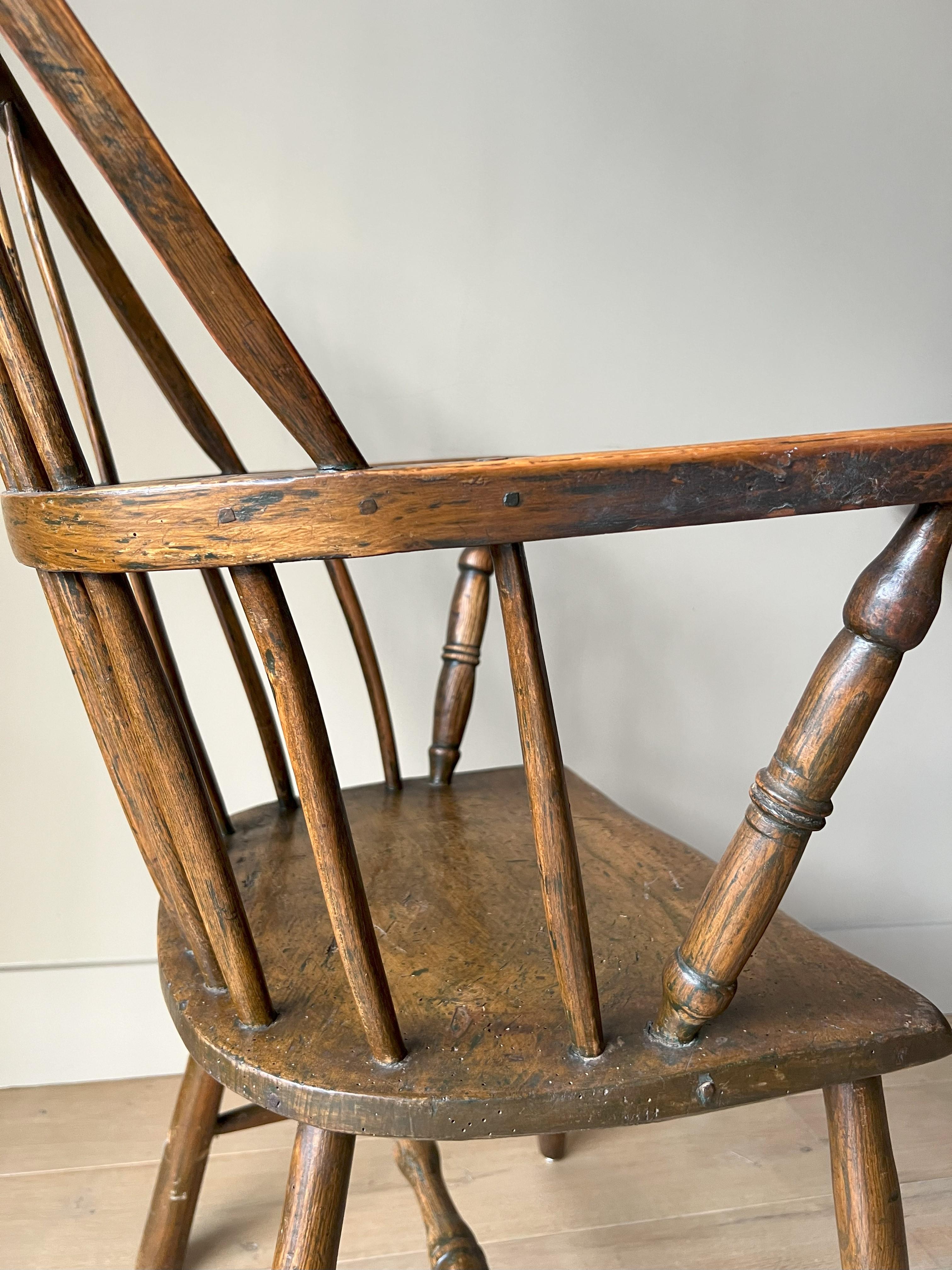 Chaise Windsor primitive du 19e siècle en vente 1