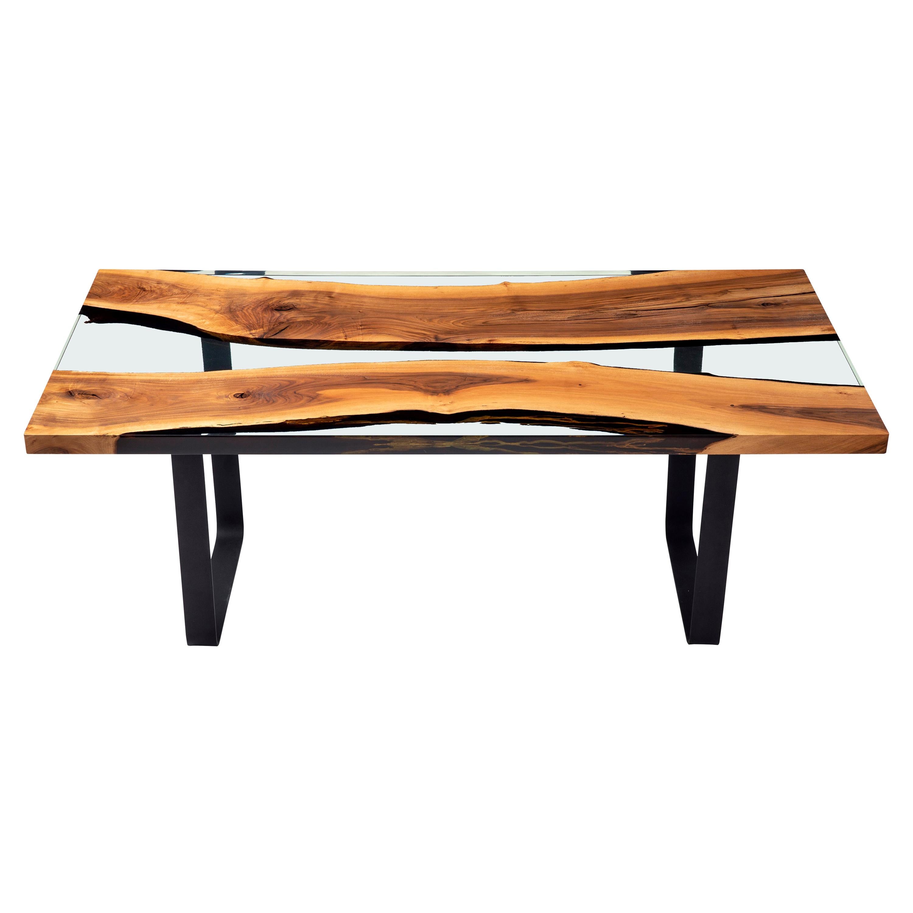 Primitive 200 Epoxy Resin Dining Tables with X Legs For Sale at 1stDibs