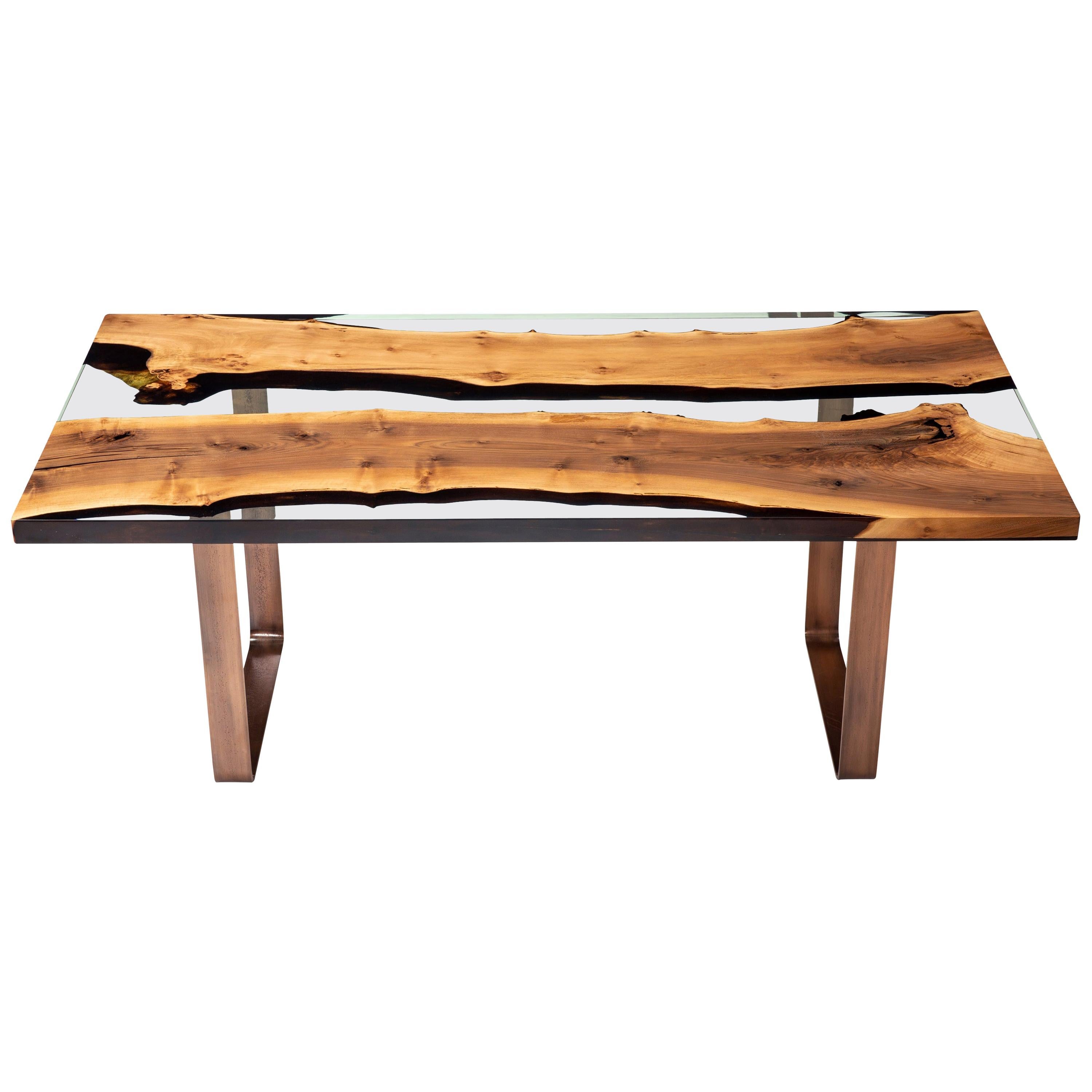 Primitive 200 Epoxy Resin Dining Tables with X Legs For Sale at 1stDibs