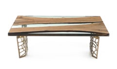 Primitive 200 Epoxy Resin Dining Table with Cast Iron Geometric Base