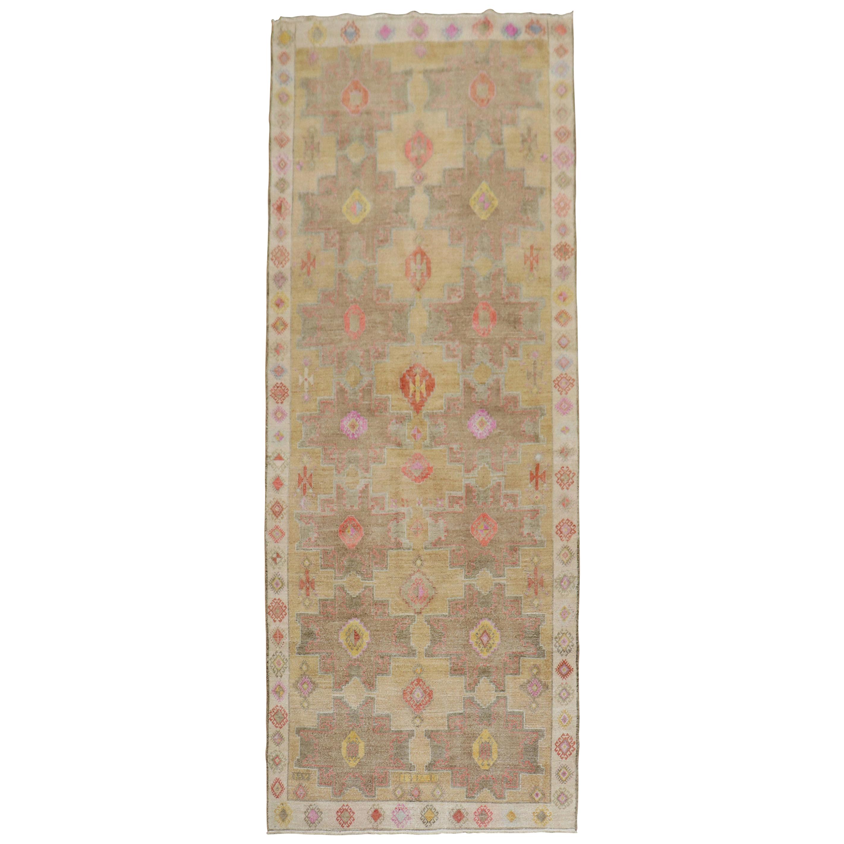 Zabihi Collection 20th Century Colorful Turkish Anatolian Corridor Rug