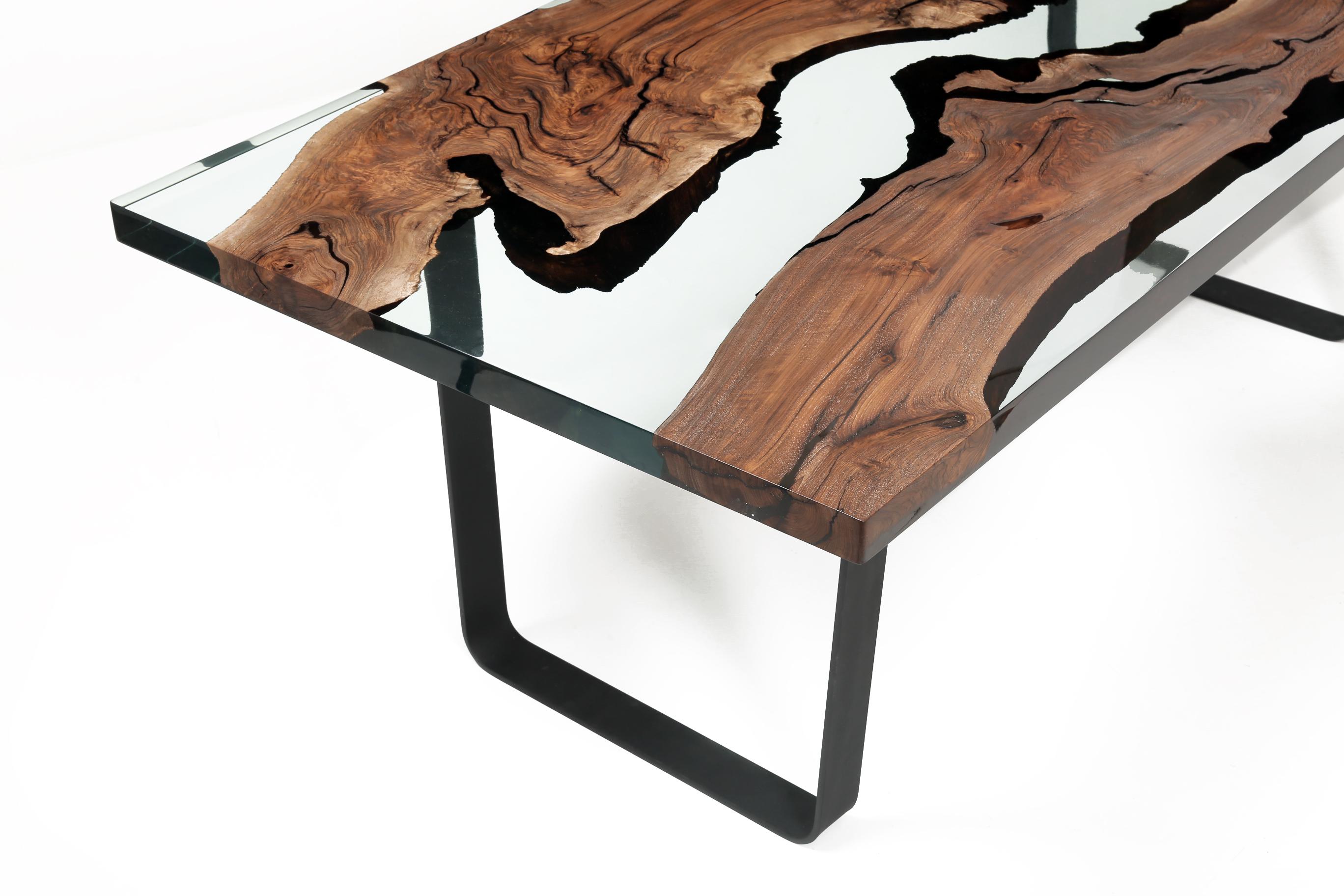 Mid-Century Modern Primitive 220 Epoxy Resin Dining Table For Sale