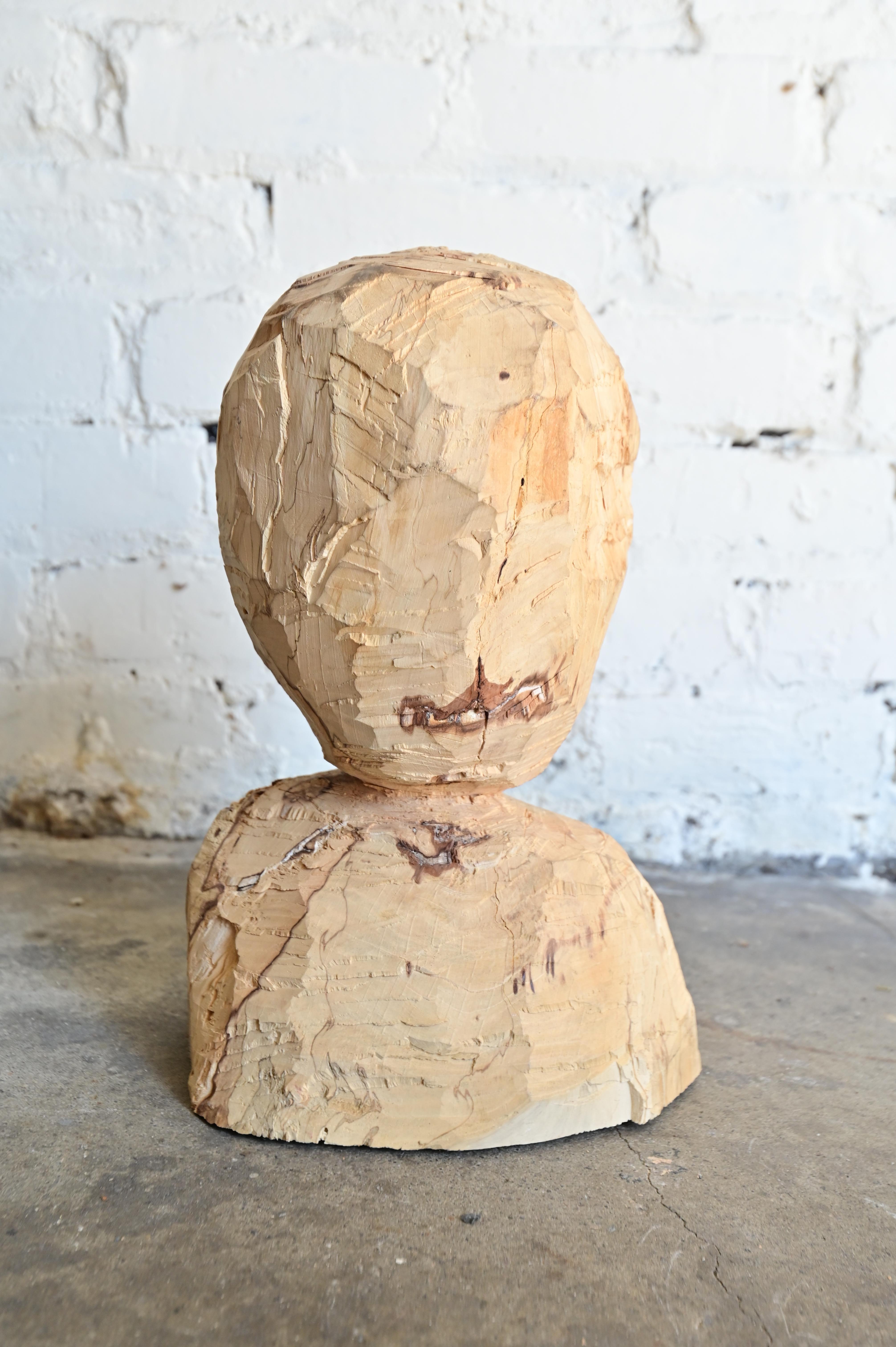 XXIe siècle et contemporain Buste primitif abstrait en bois sculpté en vente