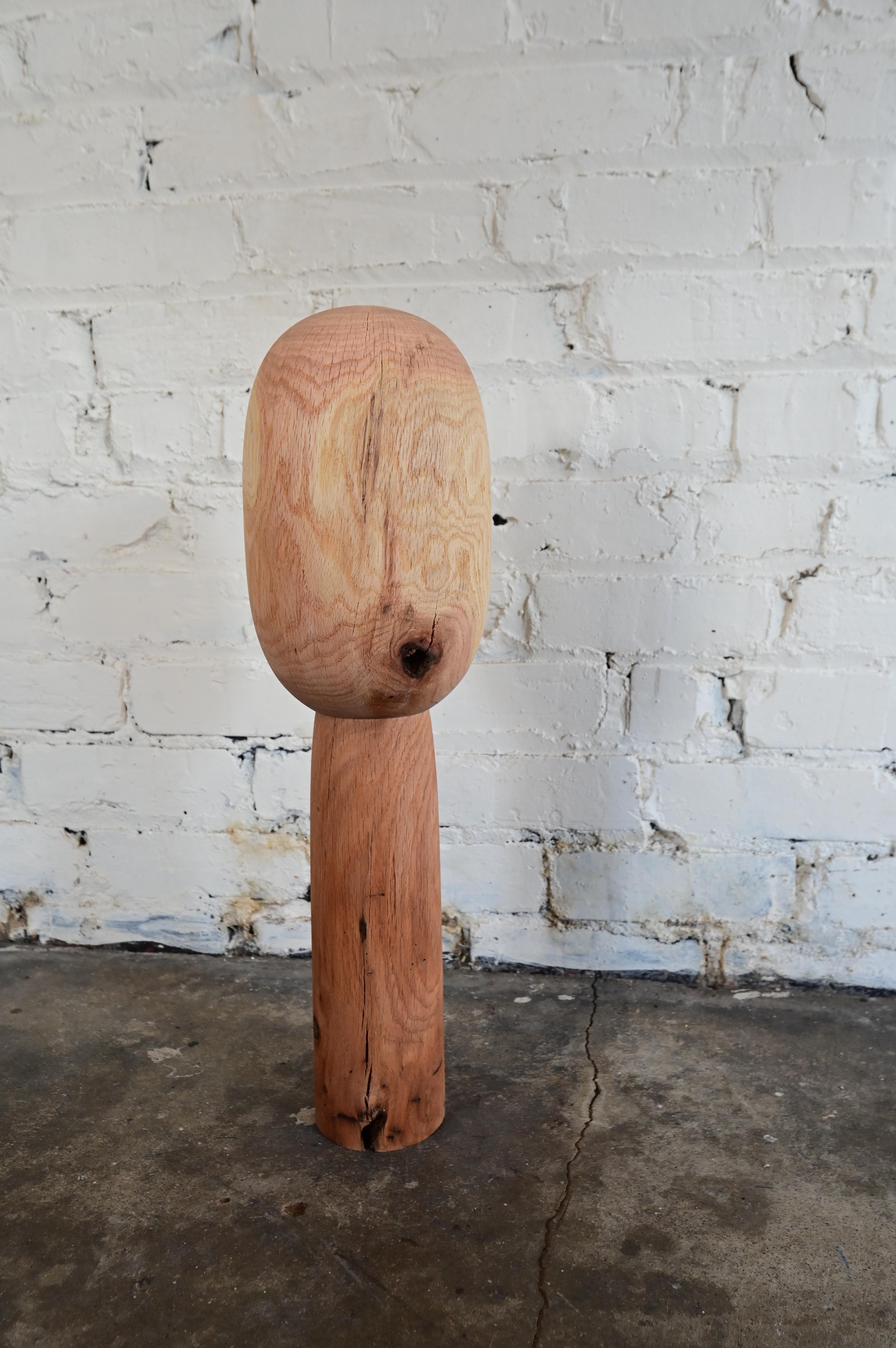 Hand sculpted oak wood art object sculpture. Measures 20.5