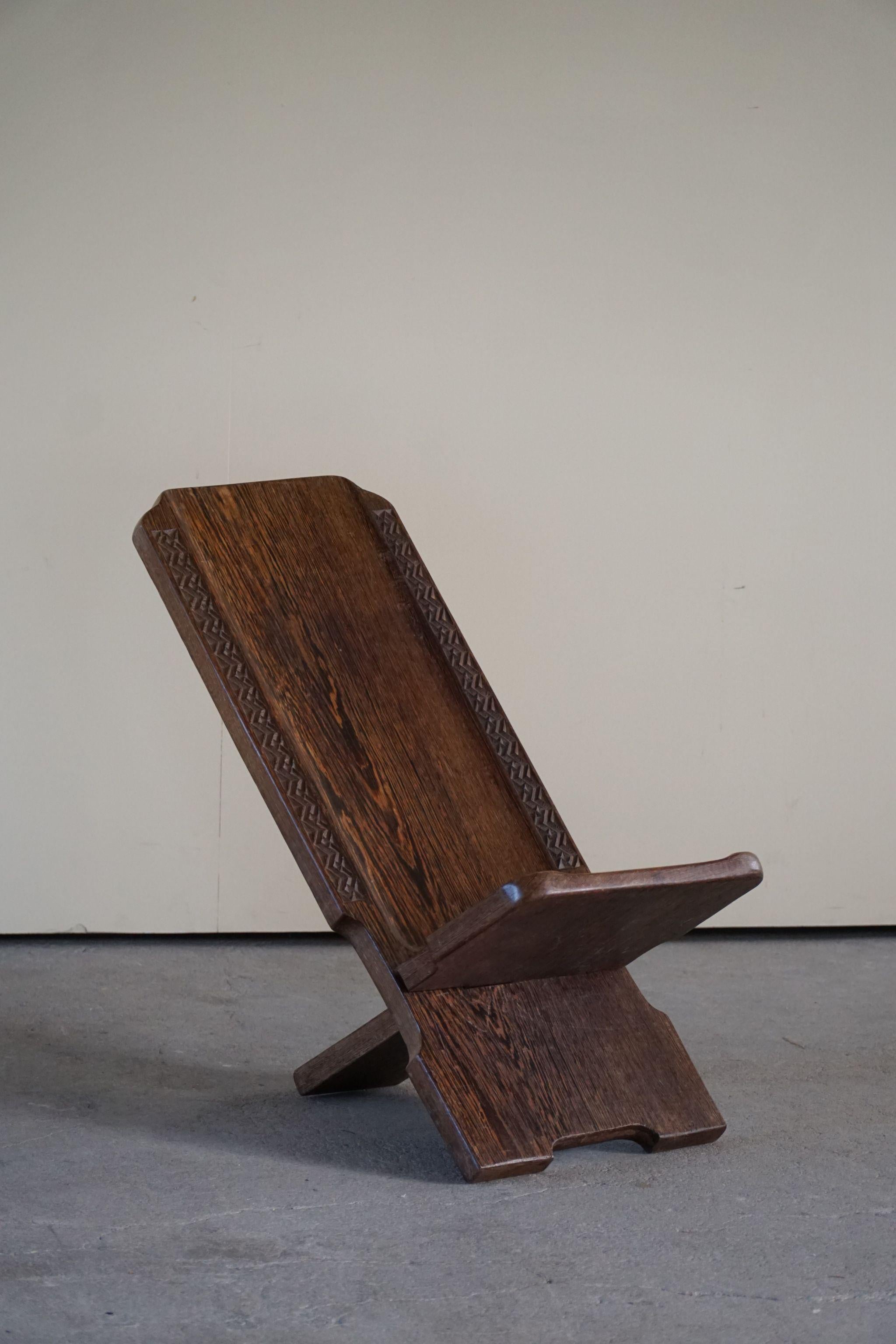 Primitive African Tribal Hand Carved Folding Palaver Chair, Wabi Sabi, 1970s For Sale 2