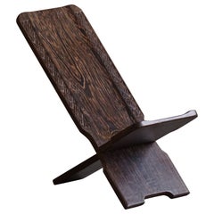 Primitive African Tribal Hand Carved Folding Palaver Chair, Wabi Sabi, 1970s