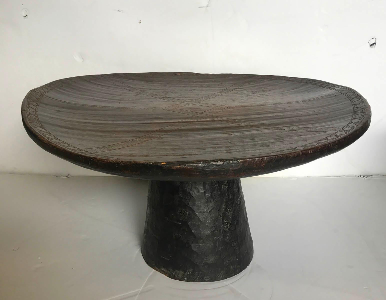 Guinean Primitive African Wooden Round Low Table