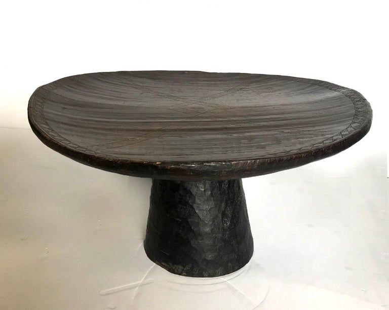 Primitive African Wooden Round Low Table at 1stDibs