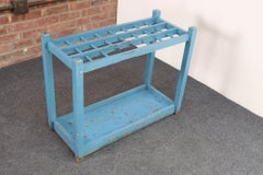 Primitive American Robins Egg Blue Painted Wood Umbrella or Cane Stand